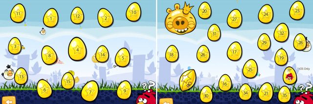 Angry Birds Golden Eggs Selection Screens with Numbers All 35