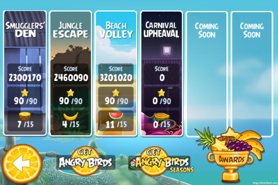 Angry Birds Rio Carnival Upheaval Episode Selection Screen