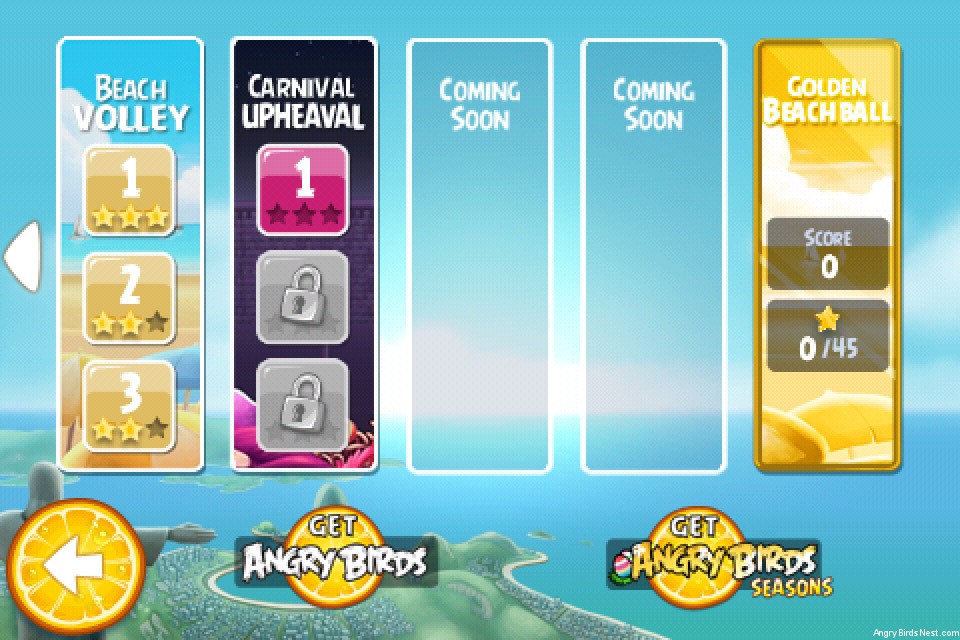 Angry Birds Rio Free Episode Selection Screen Golden Beachball