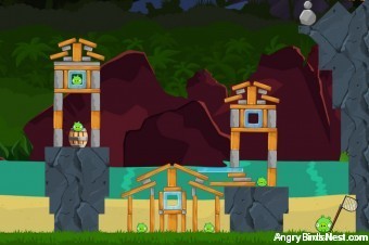 Angry Birds Facebook Surf and Turf Level 17 Walkthrough