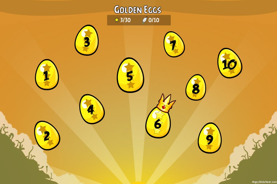 Angry Birds Facebook Golden Eggs Selection Screen with Numbers