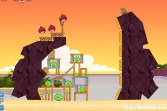 Angry Birds Facebook Pigini Beach Level 3 Walkthrough