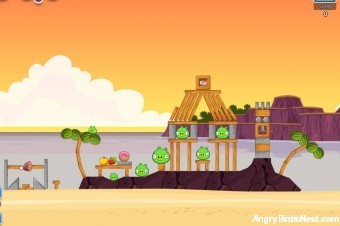 Angry Birds Facebook Pigini Beach Level 8 Walkthrough