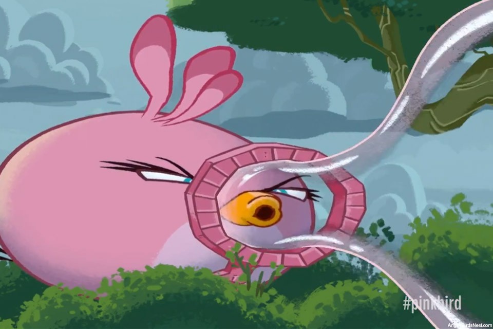 Angry Birds Pink Bird Blowing Bubble from Teaser Video