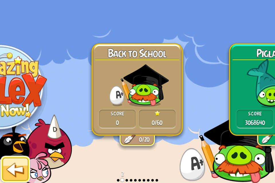 Angry Birds Seasons Back to School Episode Selection Screen