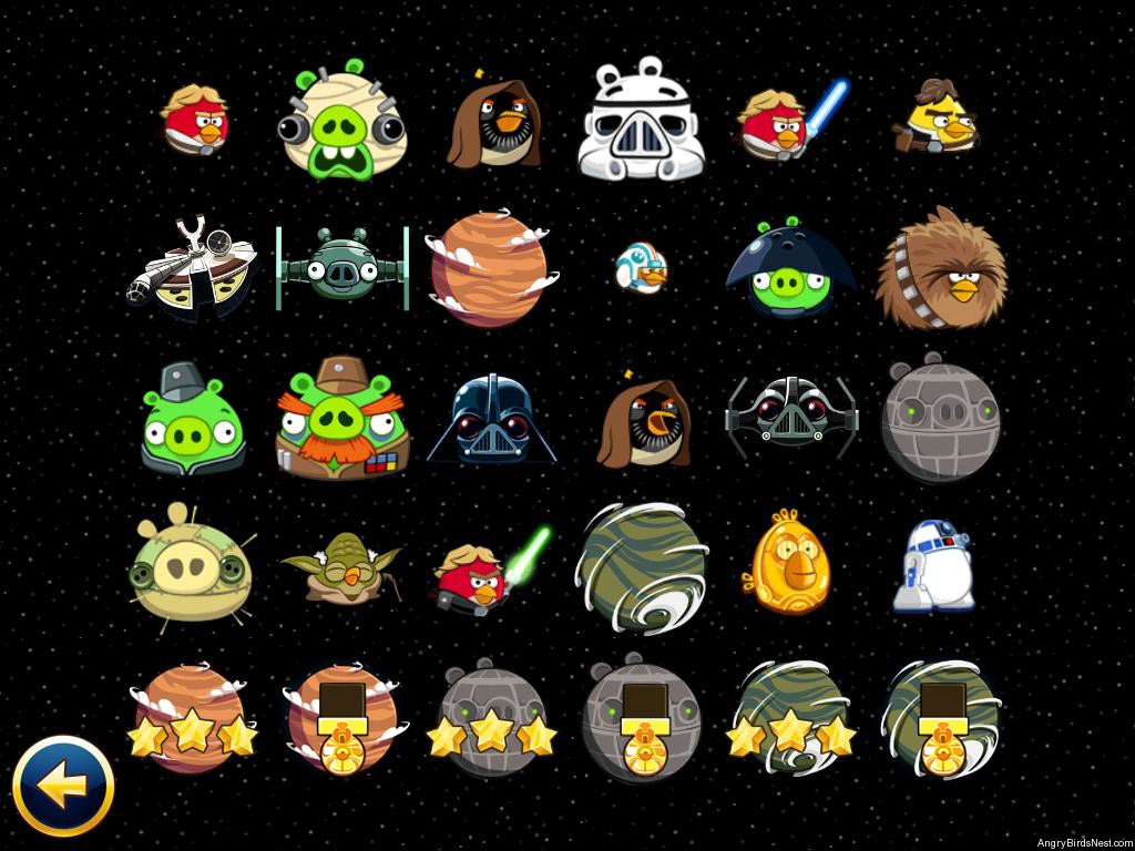 Angry Birds Star Wars Character Page Screenshot