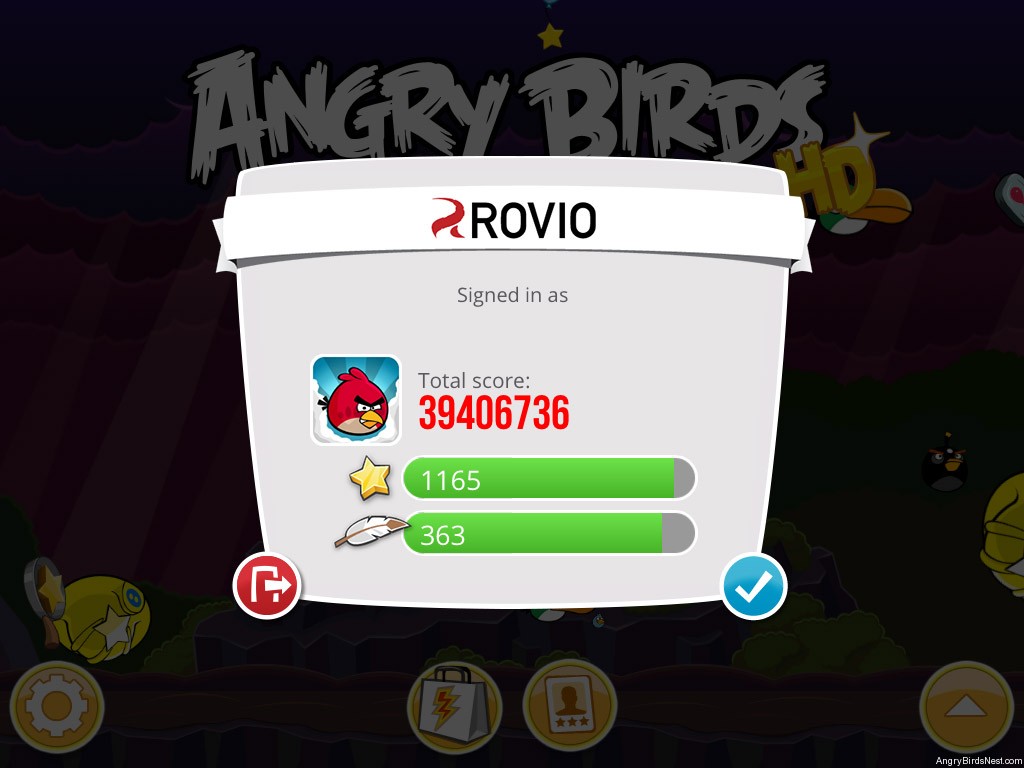 Rovio Account Signed In As Screenshot