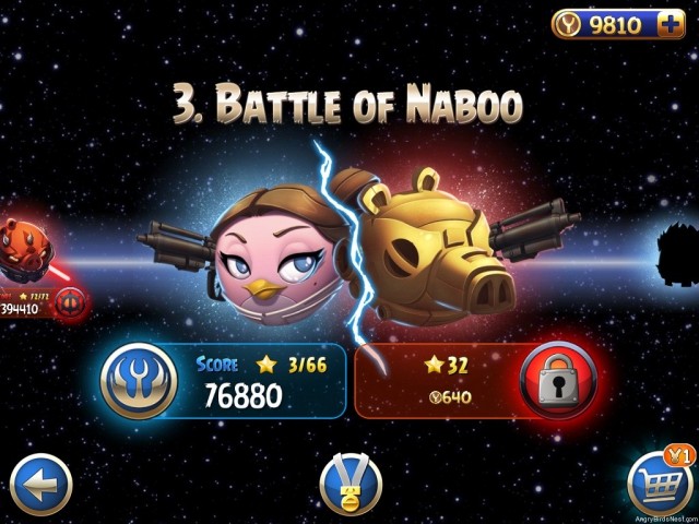 Angry Birds Star Wars II Battle for Naboo Episode Selection Screen
