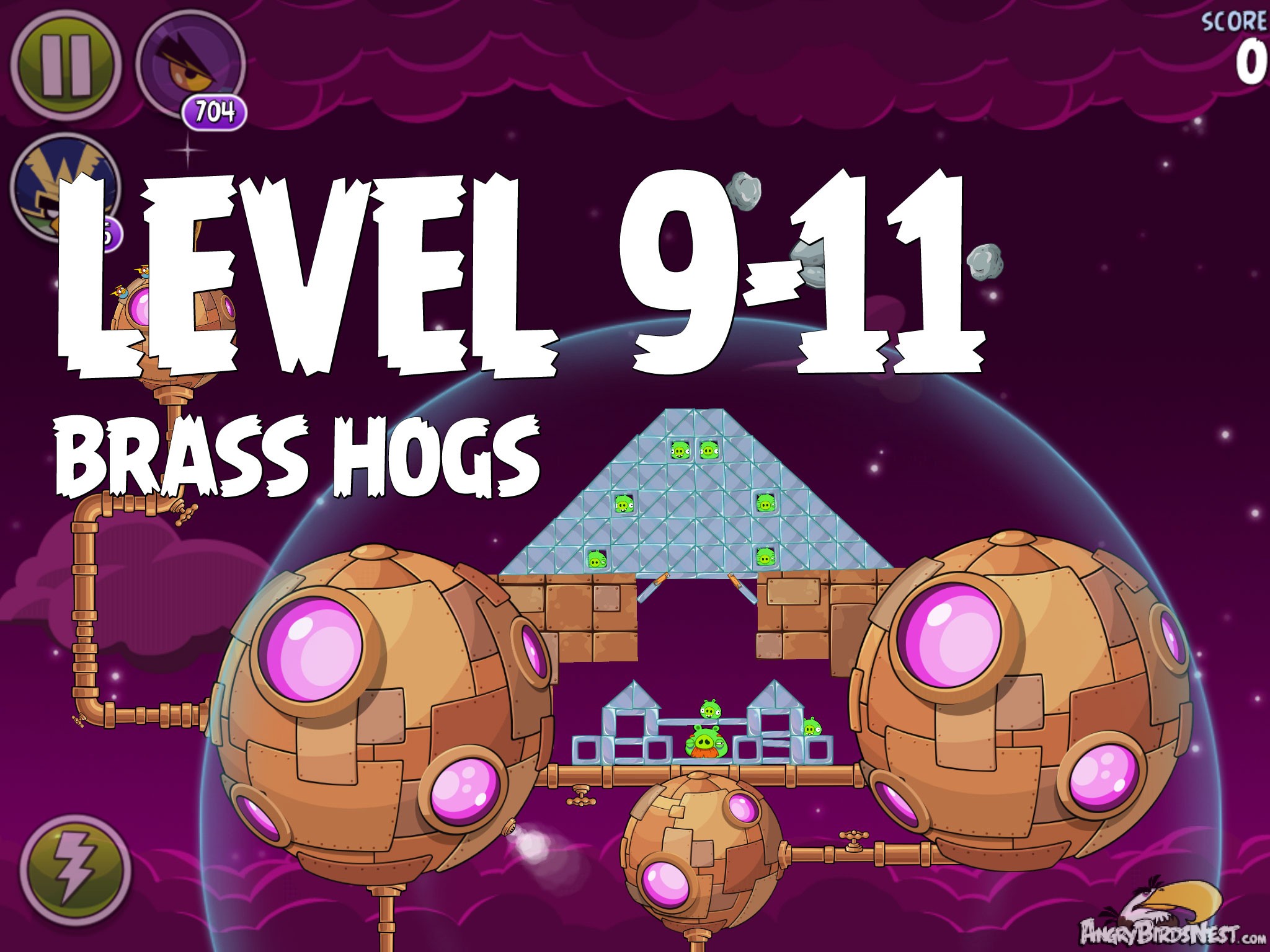 Angry Birds Space Brass Hogs Level 9-11