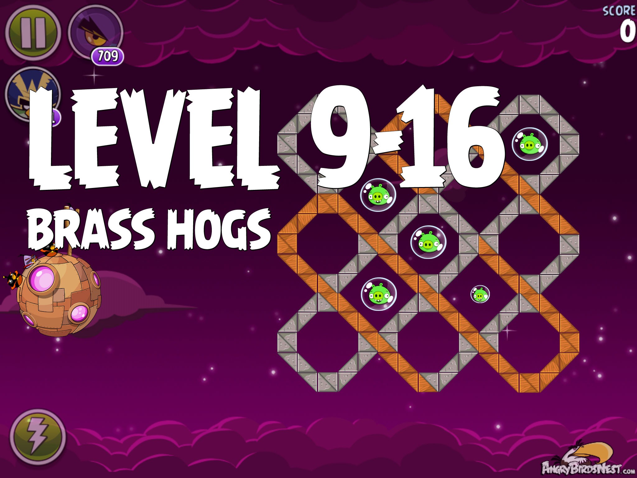Angry Birds Space Brass Hogs Level 9-16