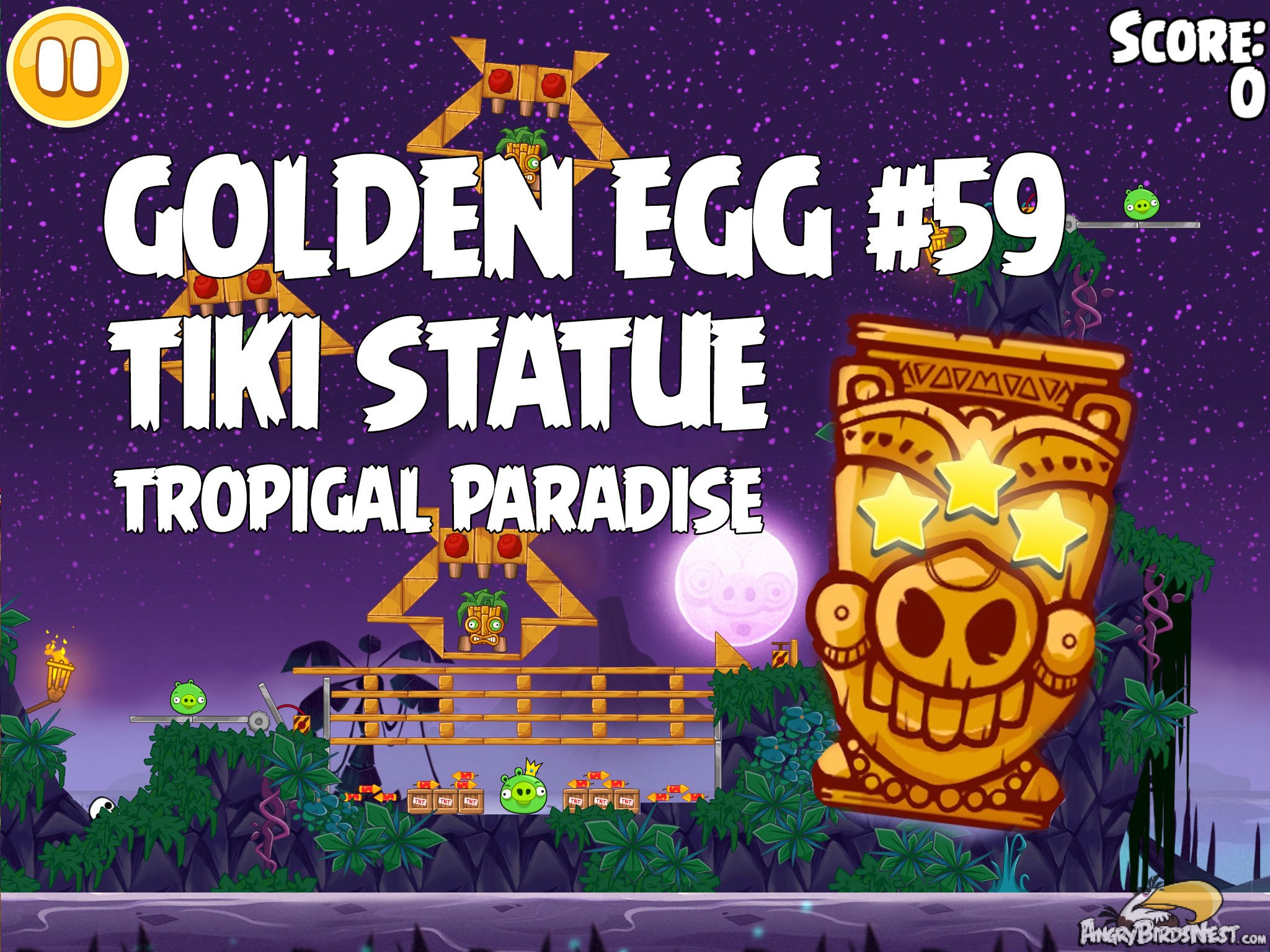 Angry Birds Seasons Tropigal Paradise Golden Egg #59 Big Tiki