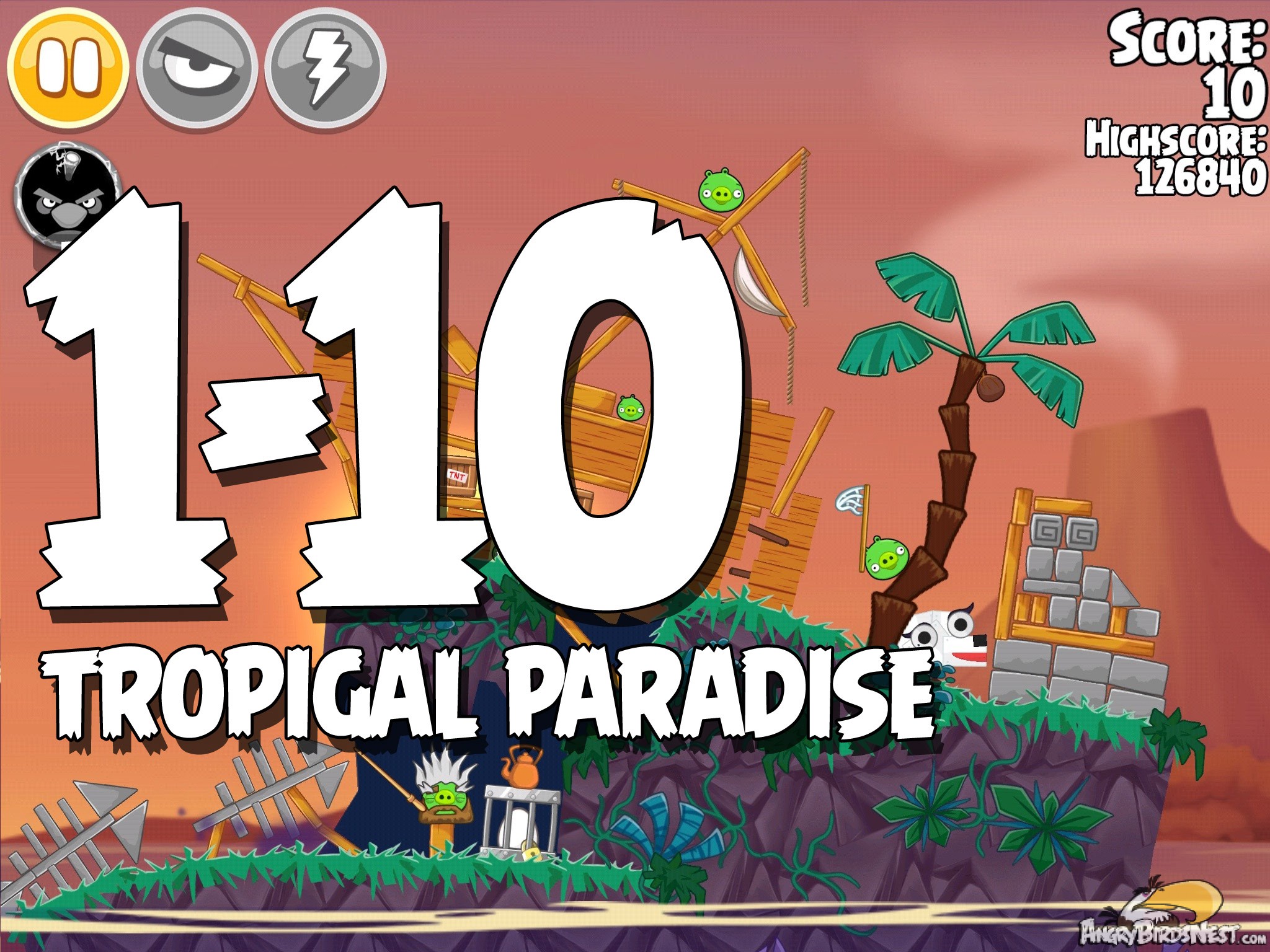 Angry Birds Seasons Tropigal Paradise Level 1-10