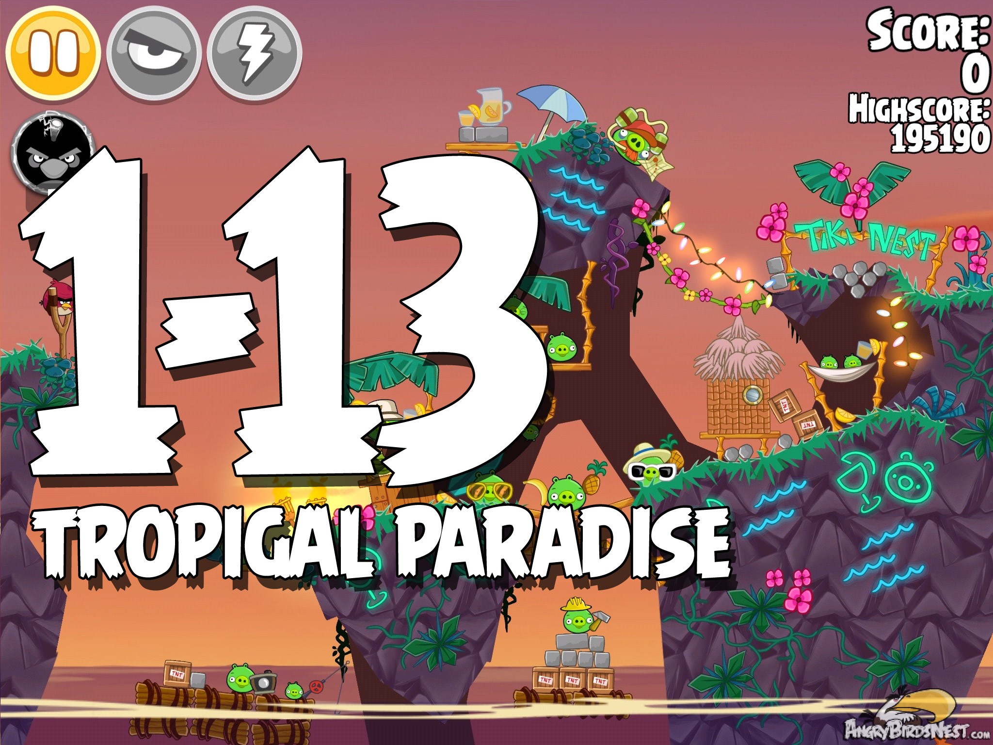 Angry Birds Seasons Tropigal Paradise Level 1-13