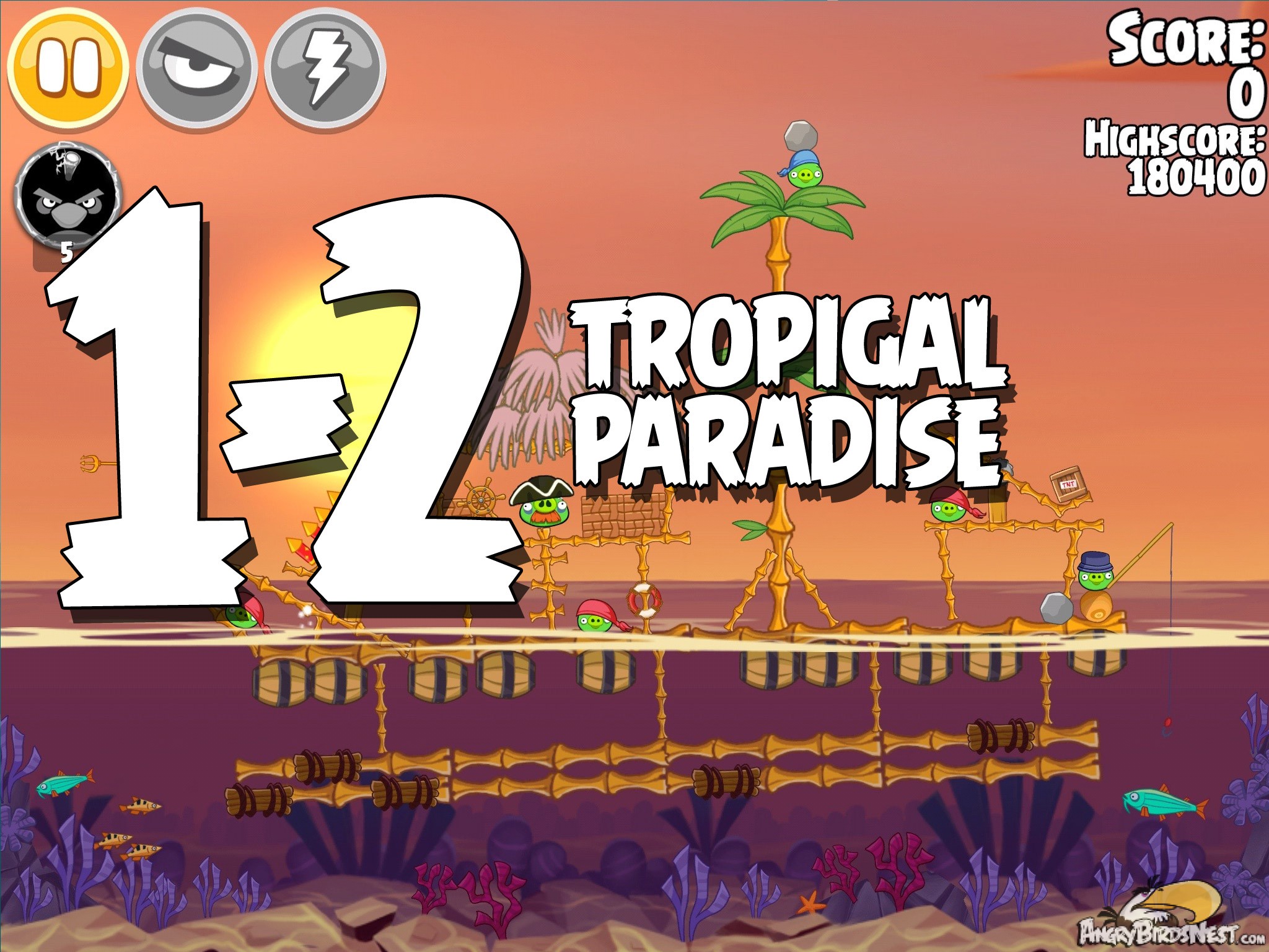 Angry Birds Seasons Tropigal Paradise Level 1-2