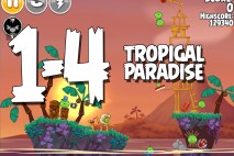 Angry Birds Seasons Tropigal Paradise Level 1-4 Walkthrough