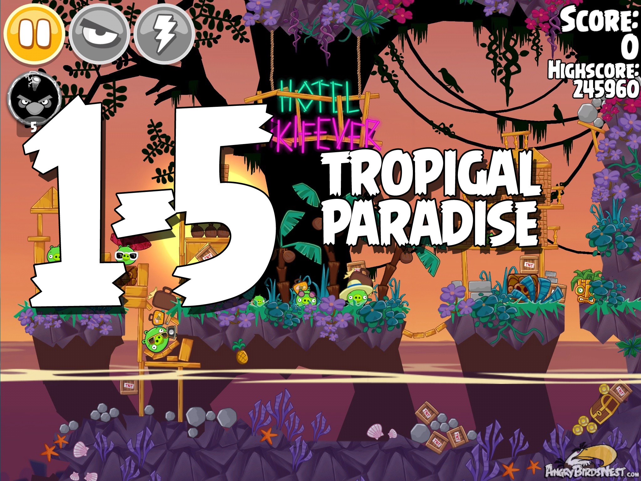 Angry Birds Seasons Tropigal Paradise Level 1-5