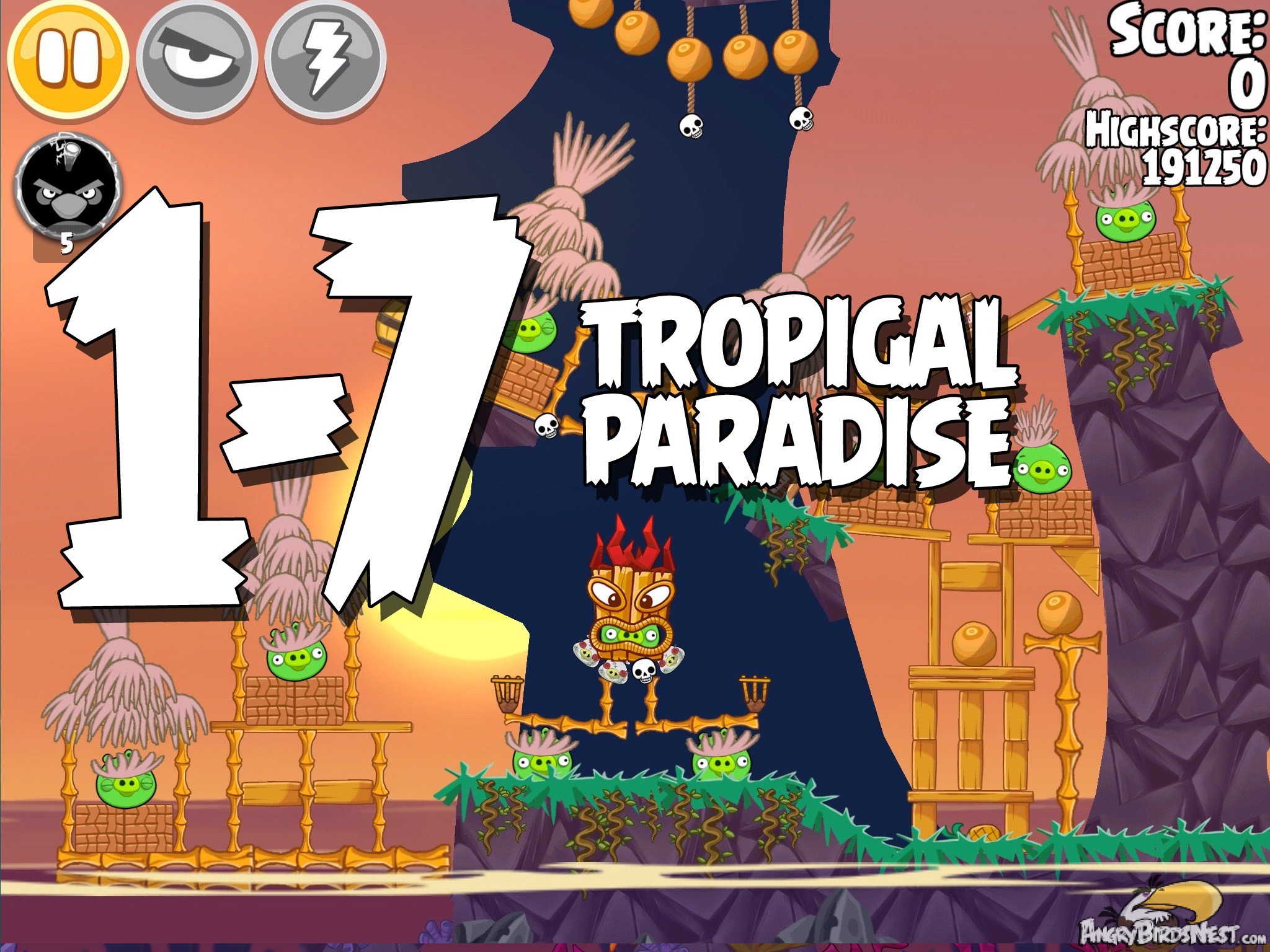 Angry Birds Seasons Tropigal Paradise Level 1-7