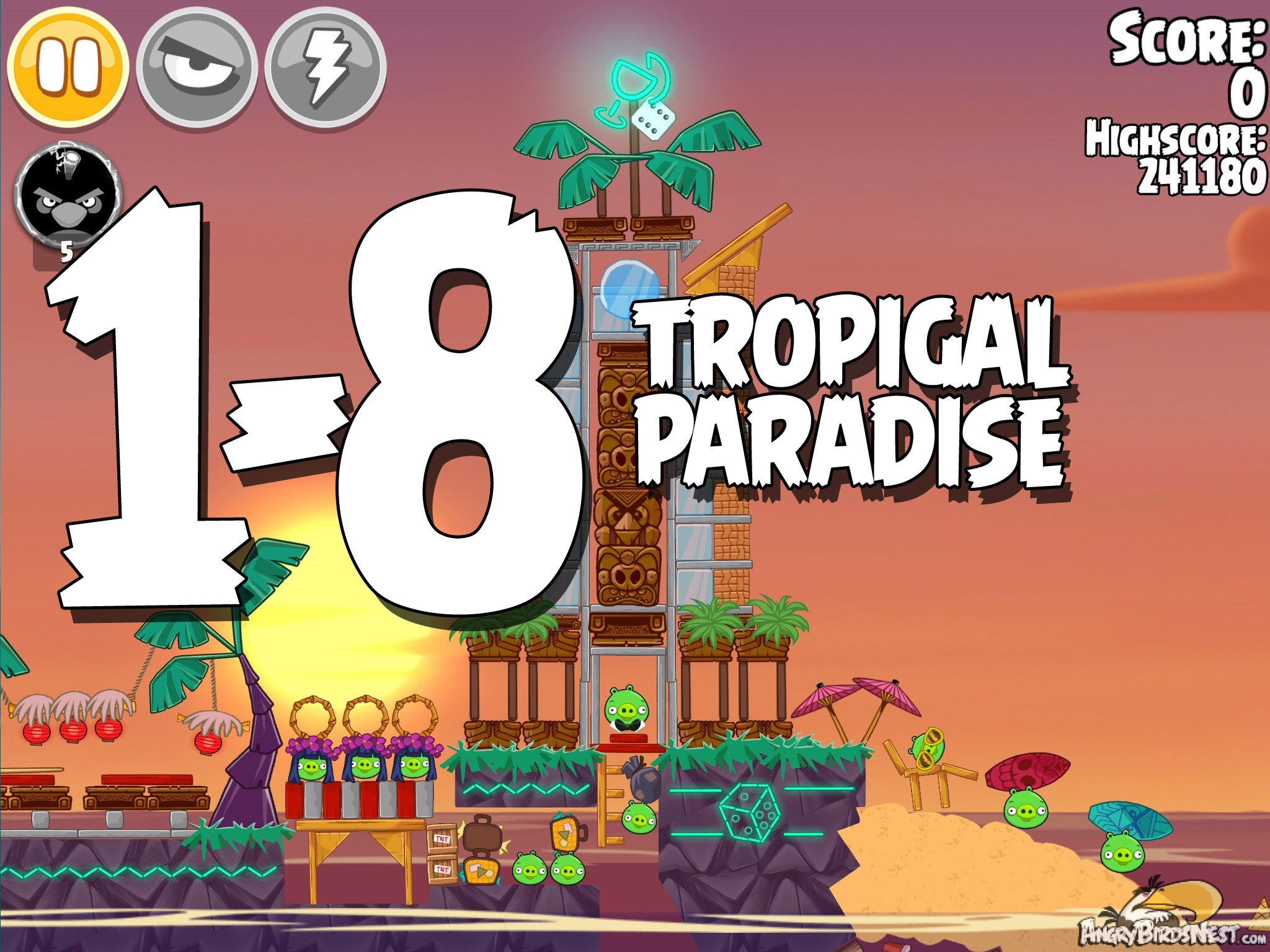 Angry Birds Seasons Tropigal Paradise Level 1-8