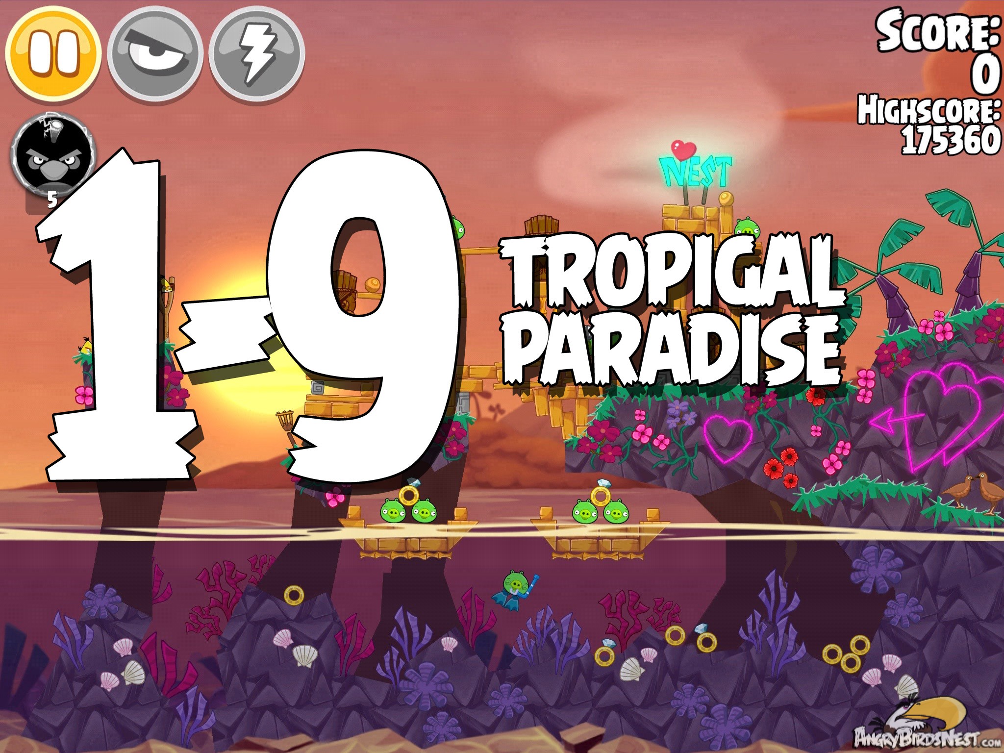 Angry Birds Seasons Tropigal Paradise Level 1-9
