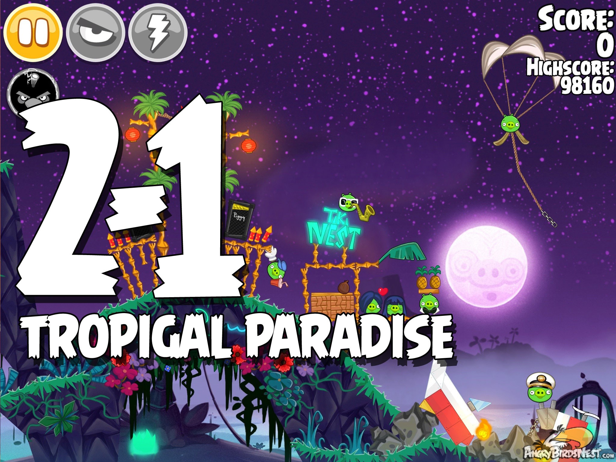 Angry Birds Seasons Tropigal Paradise Level 2-1