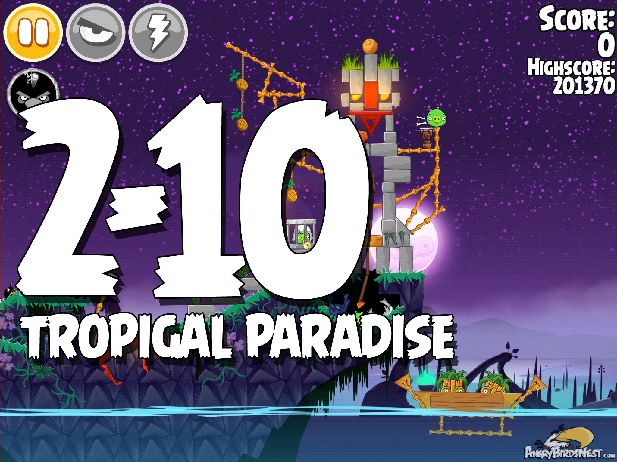 Angry Birds Seasons Tropigal Paradise Level 2-10