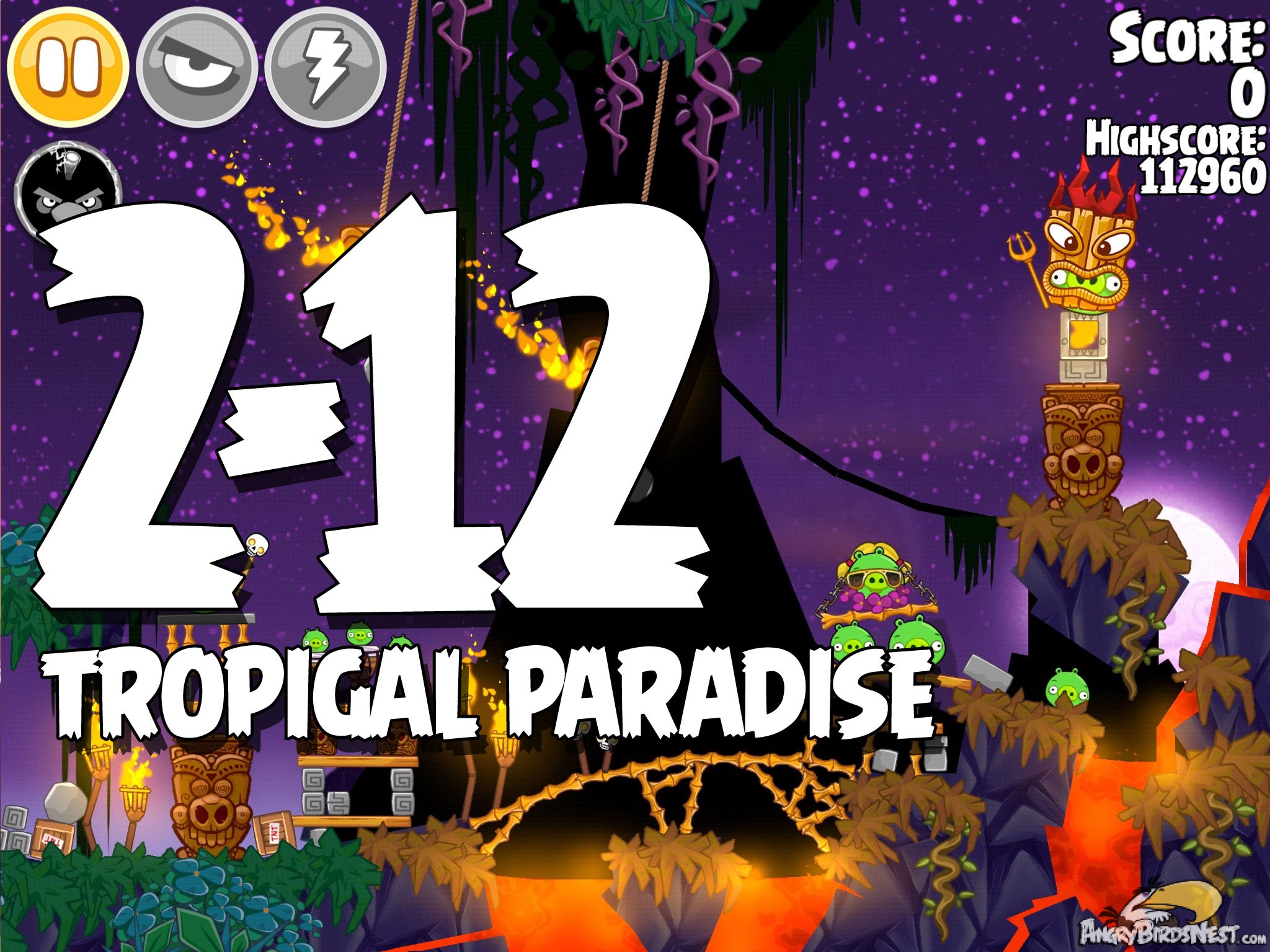 Angry Birds Seasons Tropigal Paradise Level 2-12