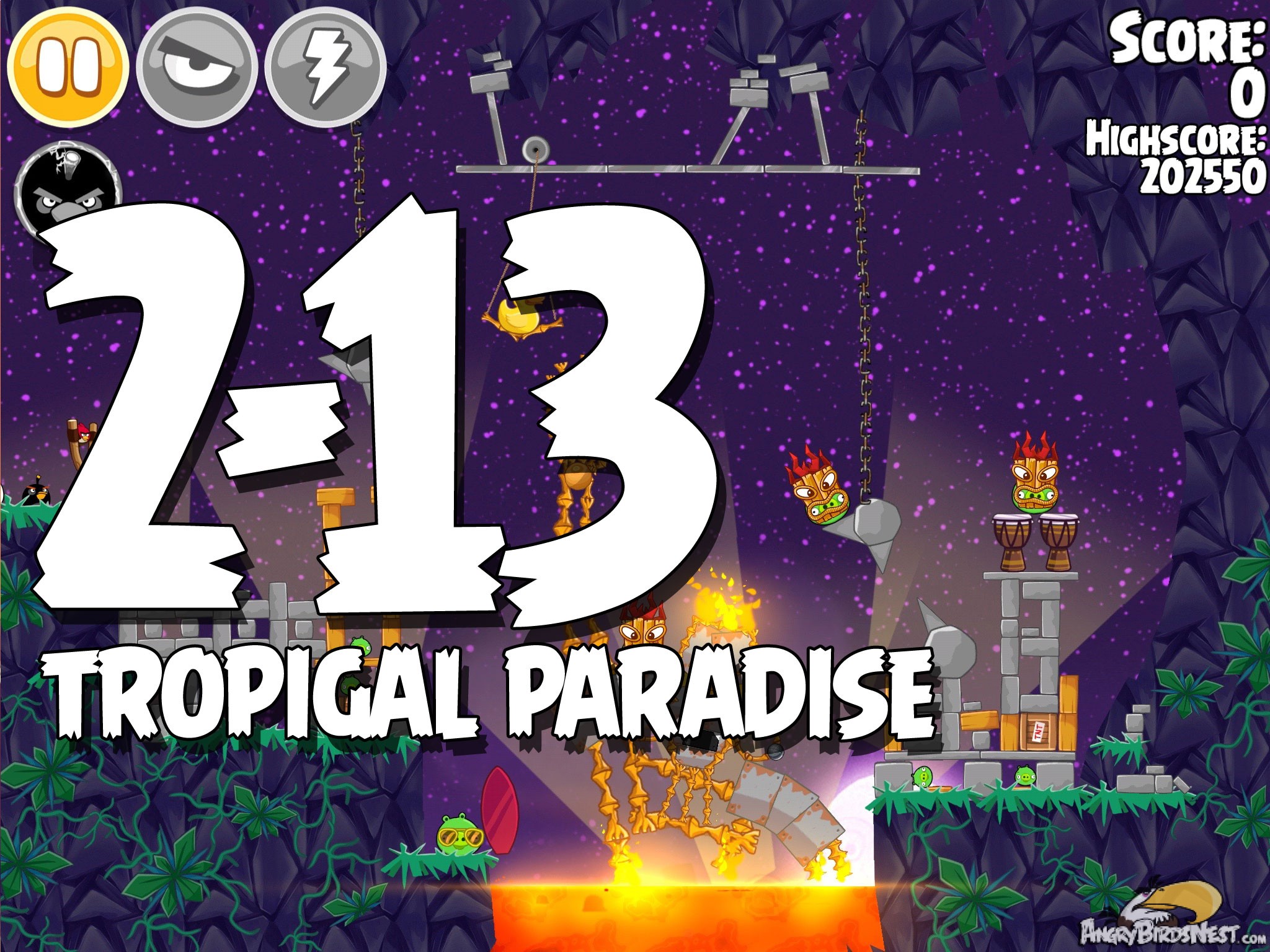 Angry Birds Seasons Tropigal Paradise Level 2-13