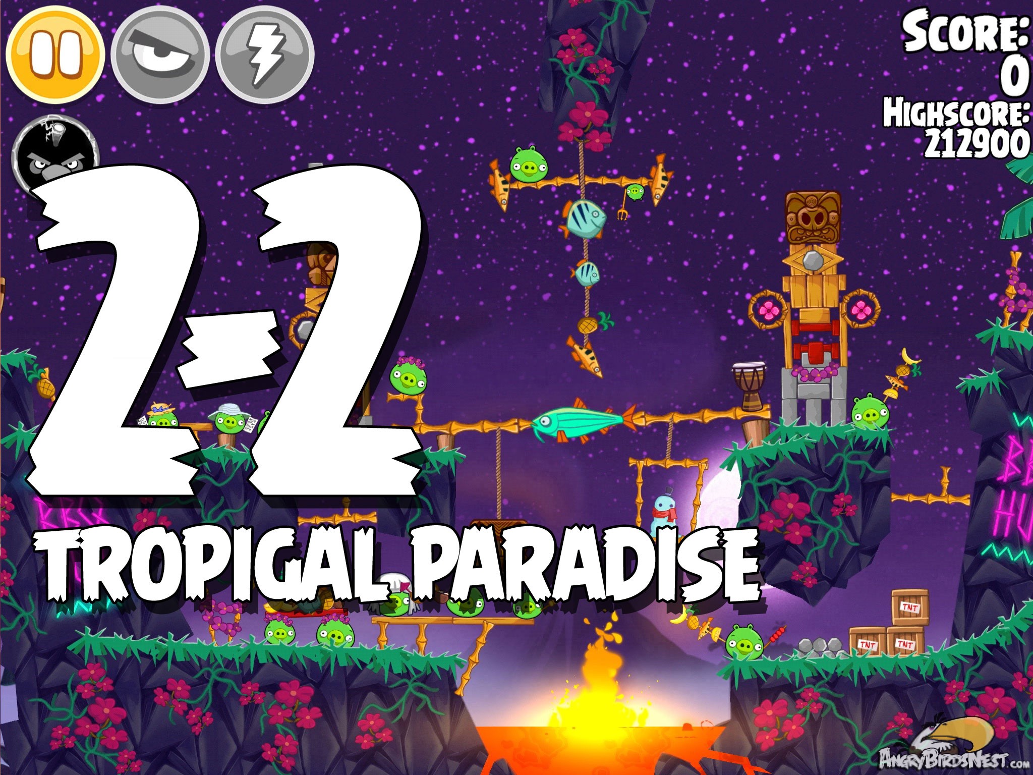 Angry Birds Seasons Tropigal Paradise Level 2-2