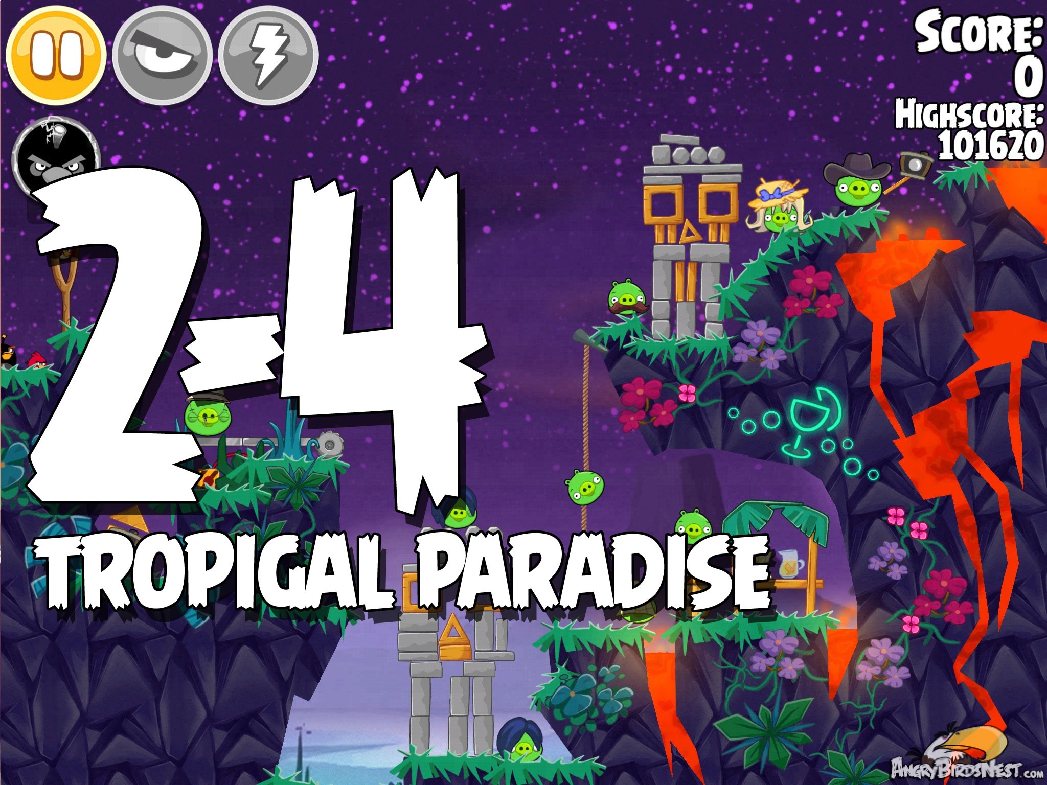 Angry Birds Seasons Tropigal Paradise Level 2-4