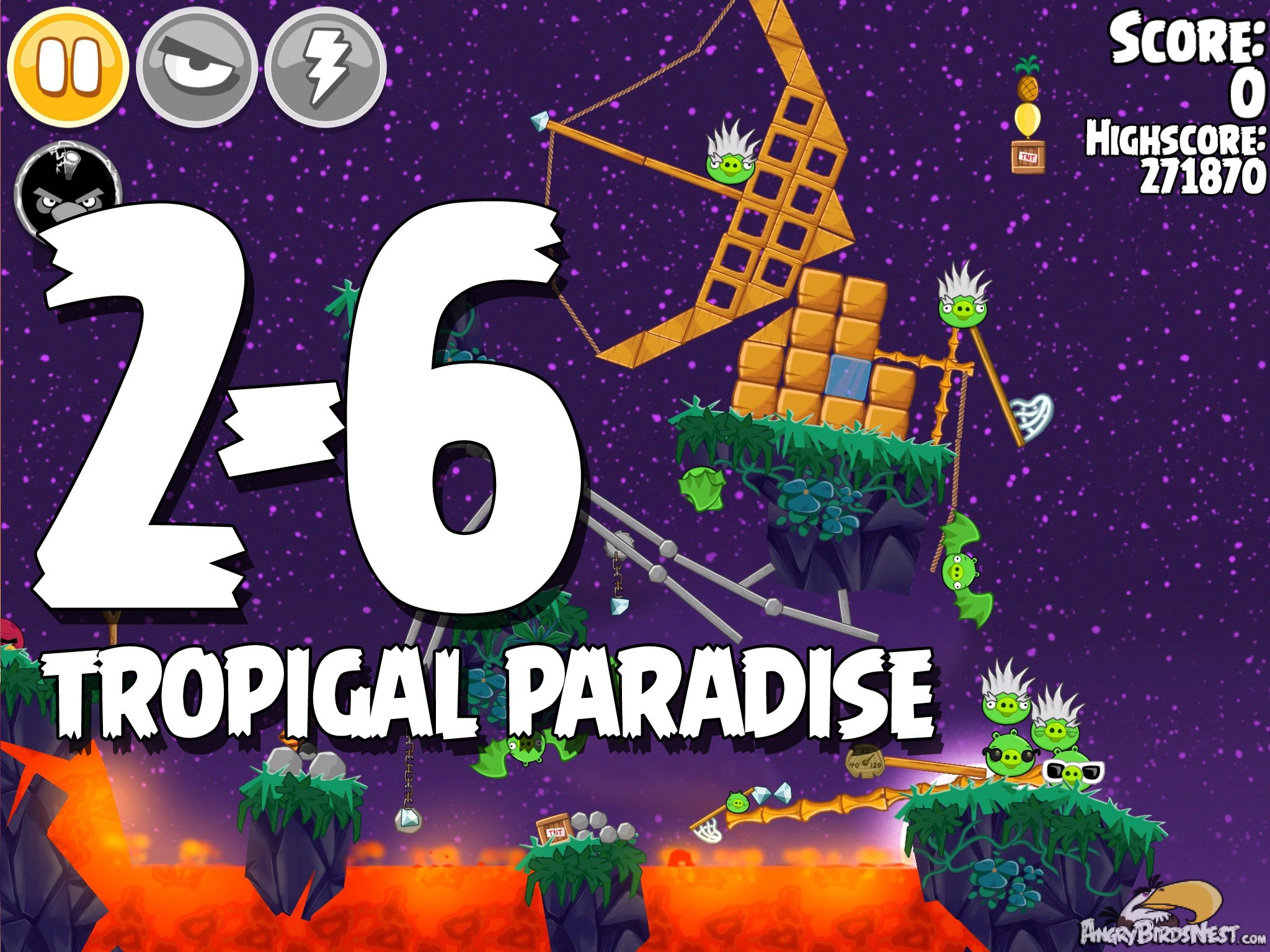 Angry Birds Seasons Tropigal Paradise Level 2-6