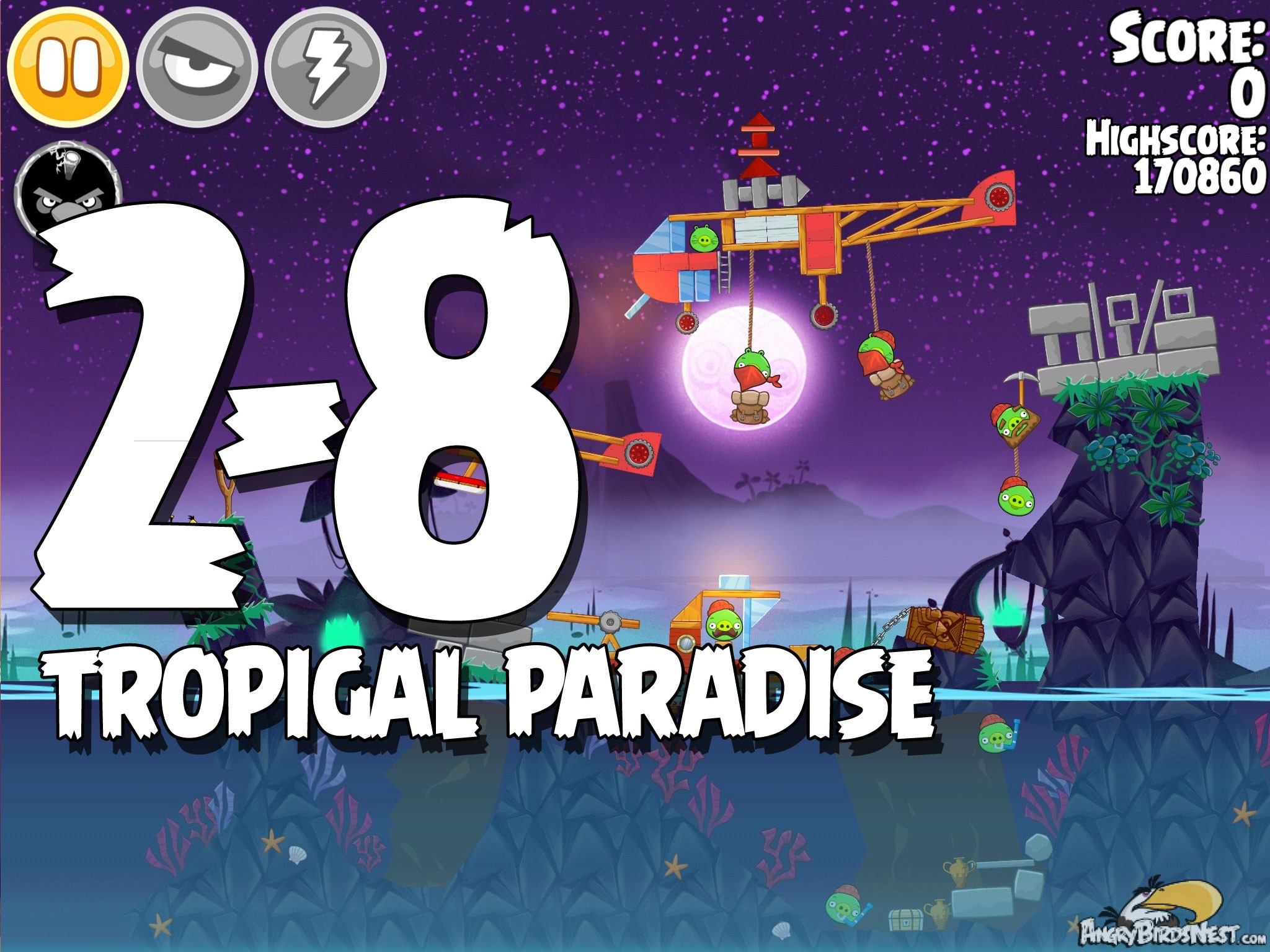 Angry Birds Seasons Tropigal Paradise Level 2-8