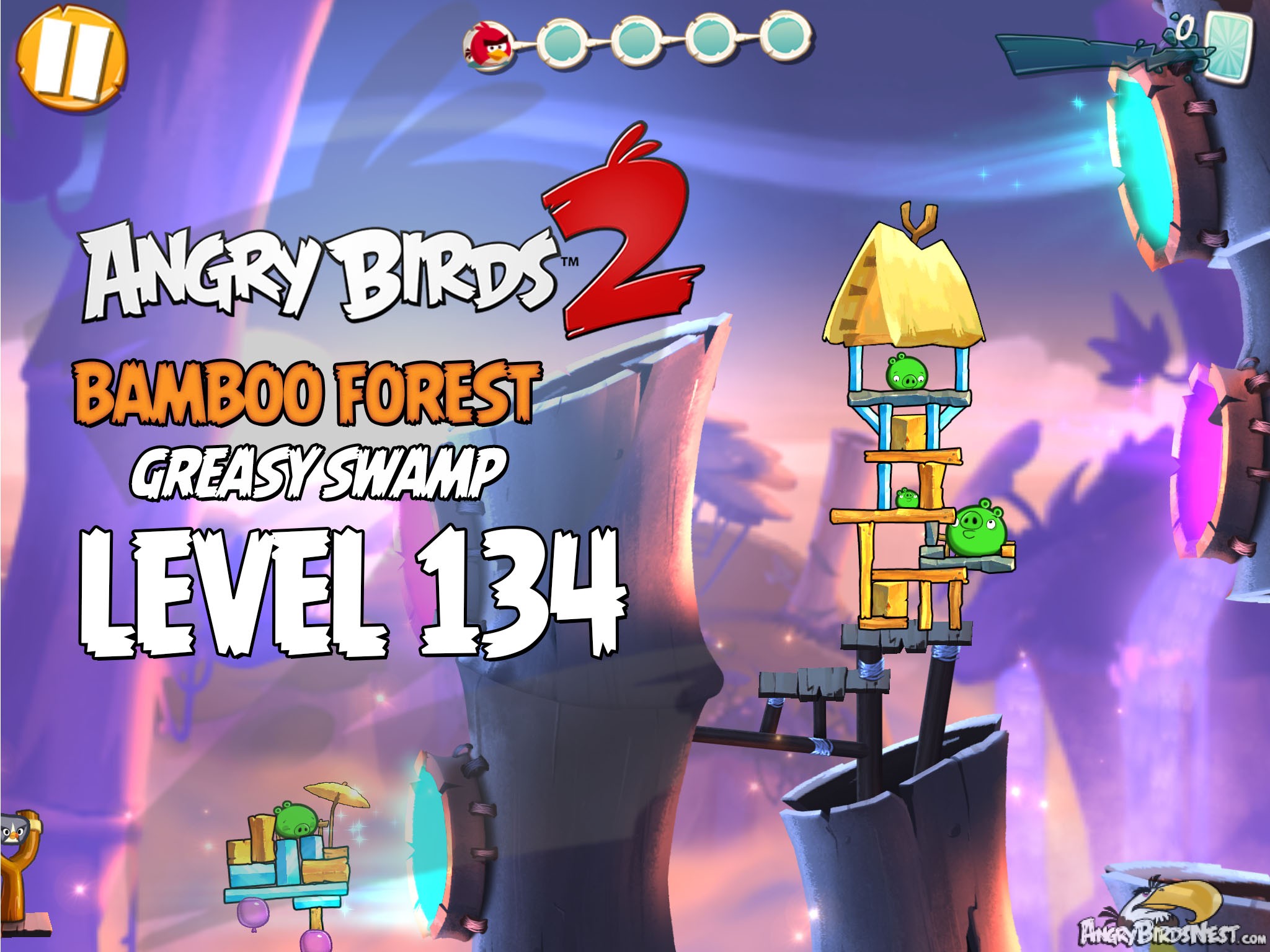 Angry Birds 2 Bamboo Forest Greasy Swamp Level 134