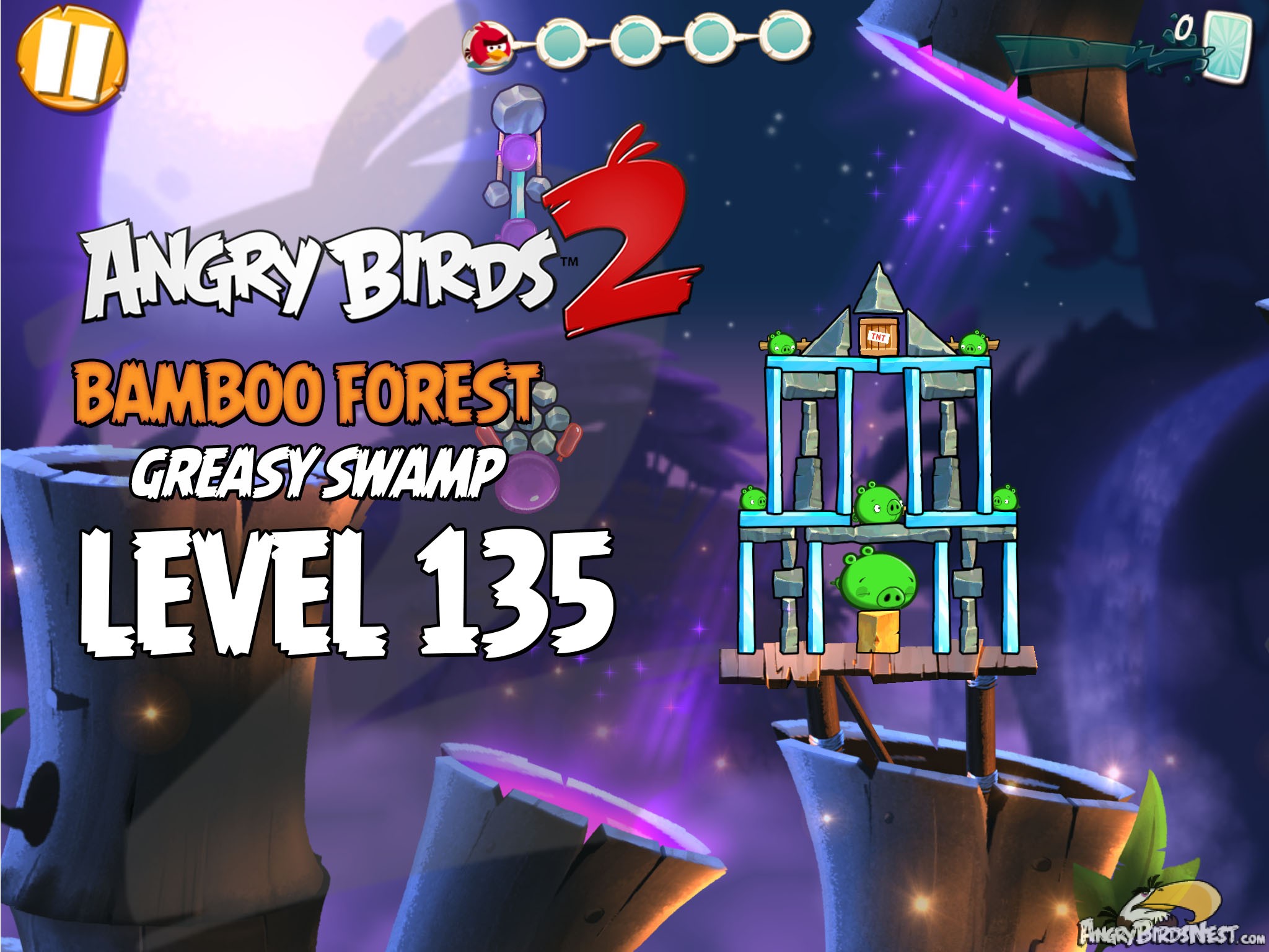 Angry Birds 2 Bamboo Forest Greasy Swamp Level 135