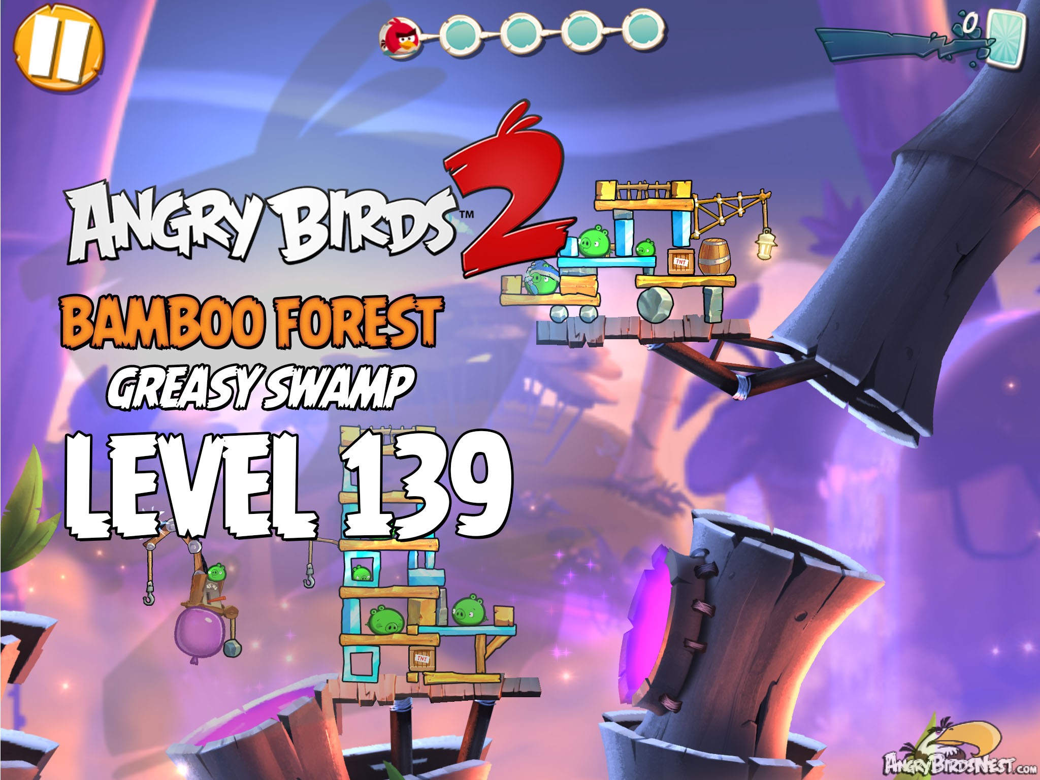 Angry Birds 2 Bamboo Forest Greasy Swamp Level 139