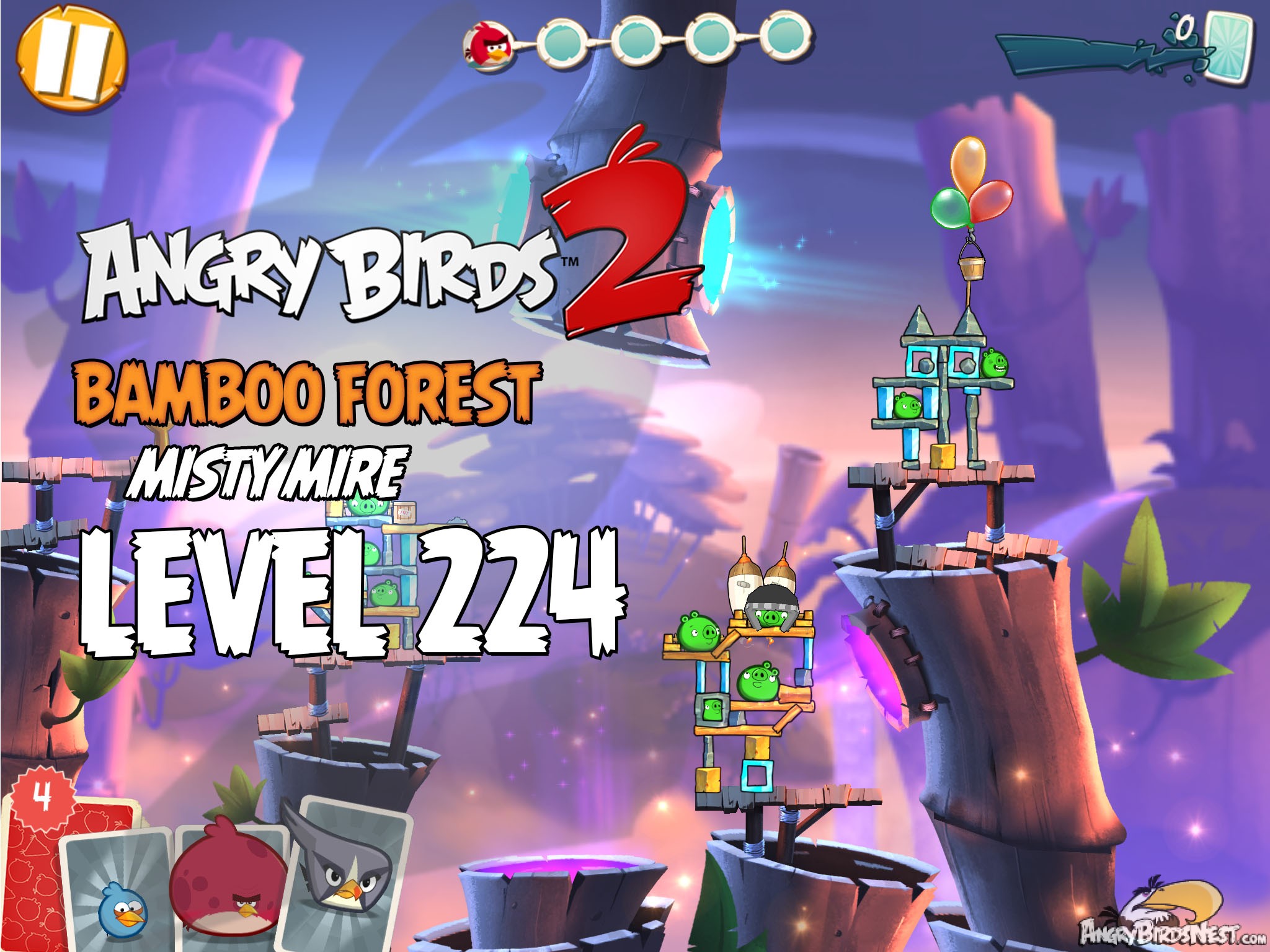 Angry Birds 2 Bamboo Forest Misty Mire Level 224