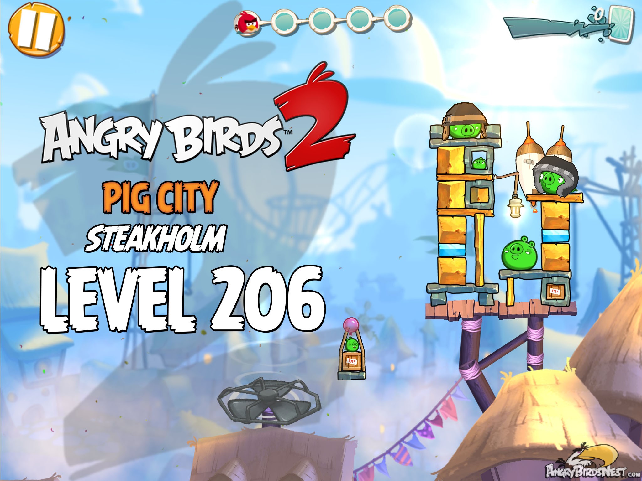 Angry Birds 2 Pig City Steakholm Level 206