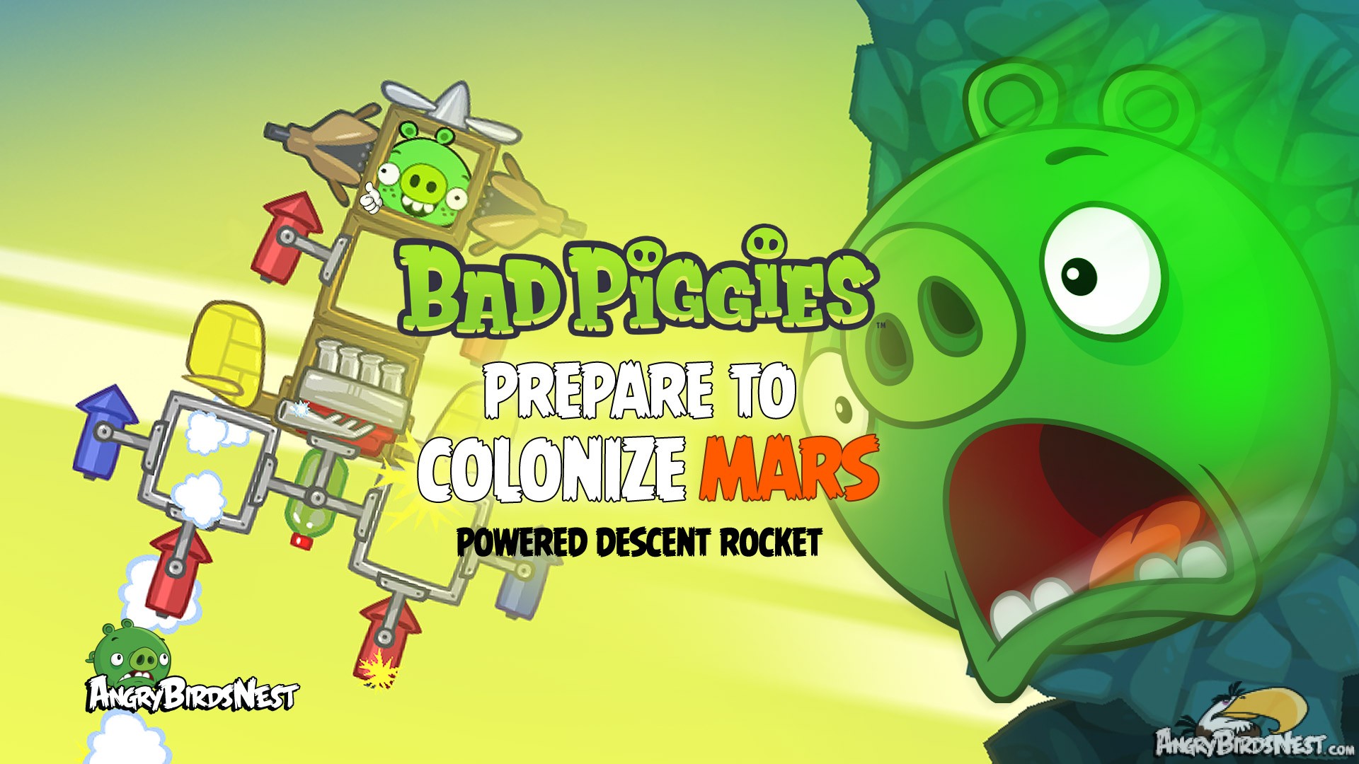 Bad Piggies Prepare for Colonization of Mars with Powered Descent Rocket by Pigineering