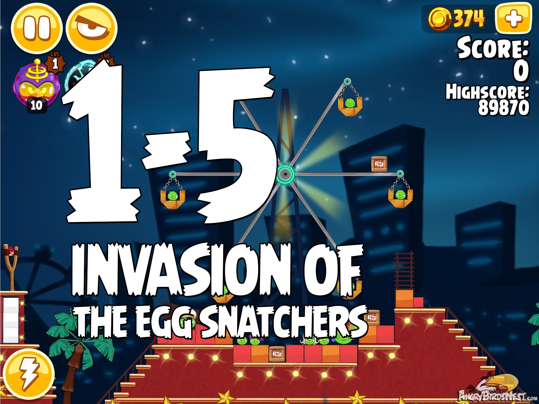 Angry Birds Seasons Invasion of the Egg Snatchers level 1-5