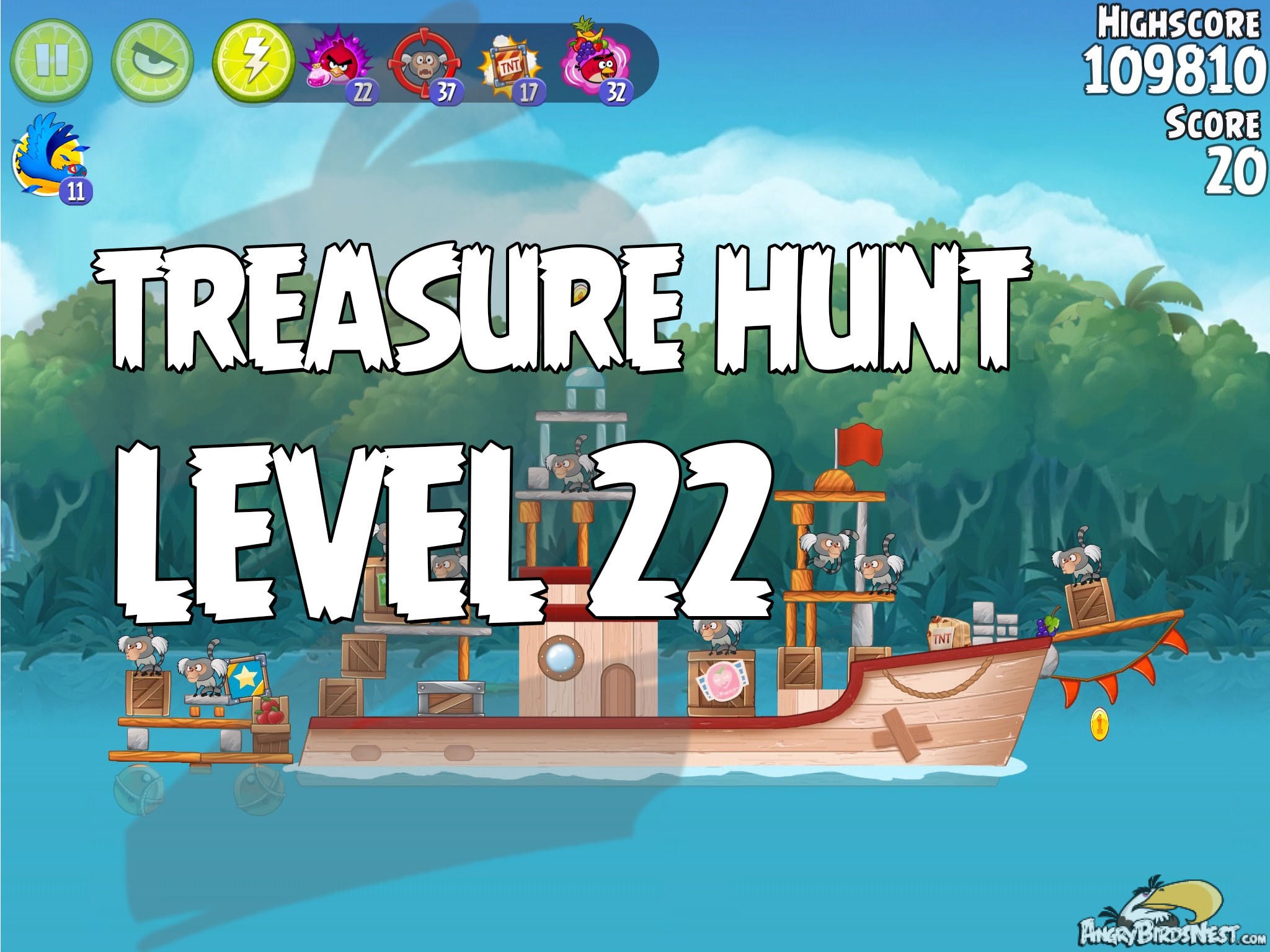 Angry Birds Rio Treasure hunt Level 22