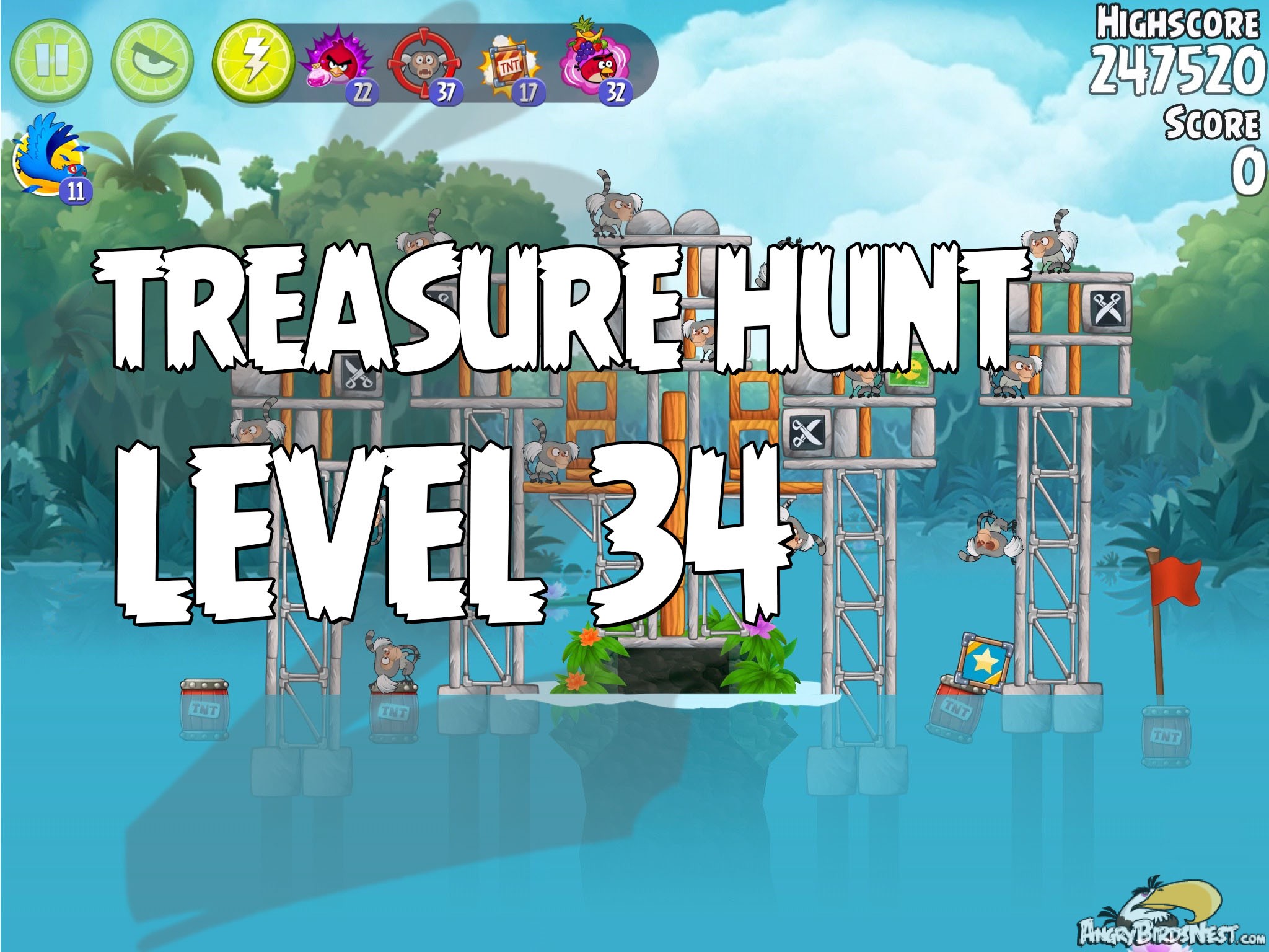 Angry Birds Rio Treasure hunt Level 34