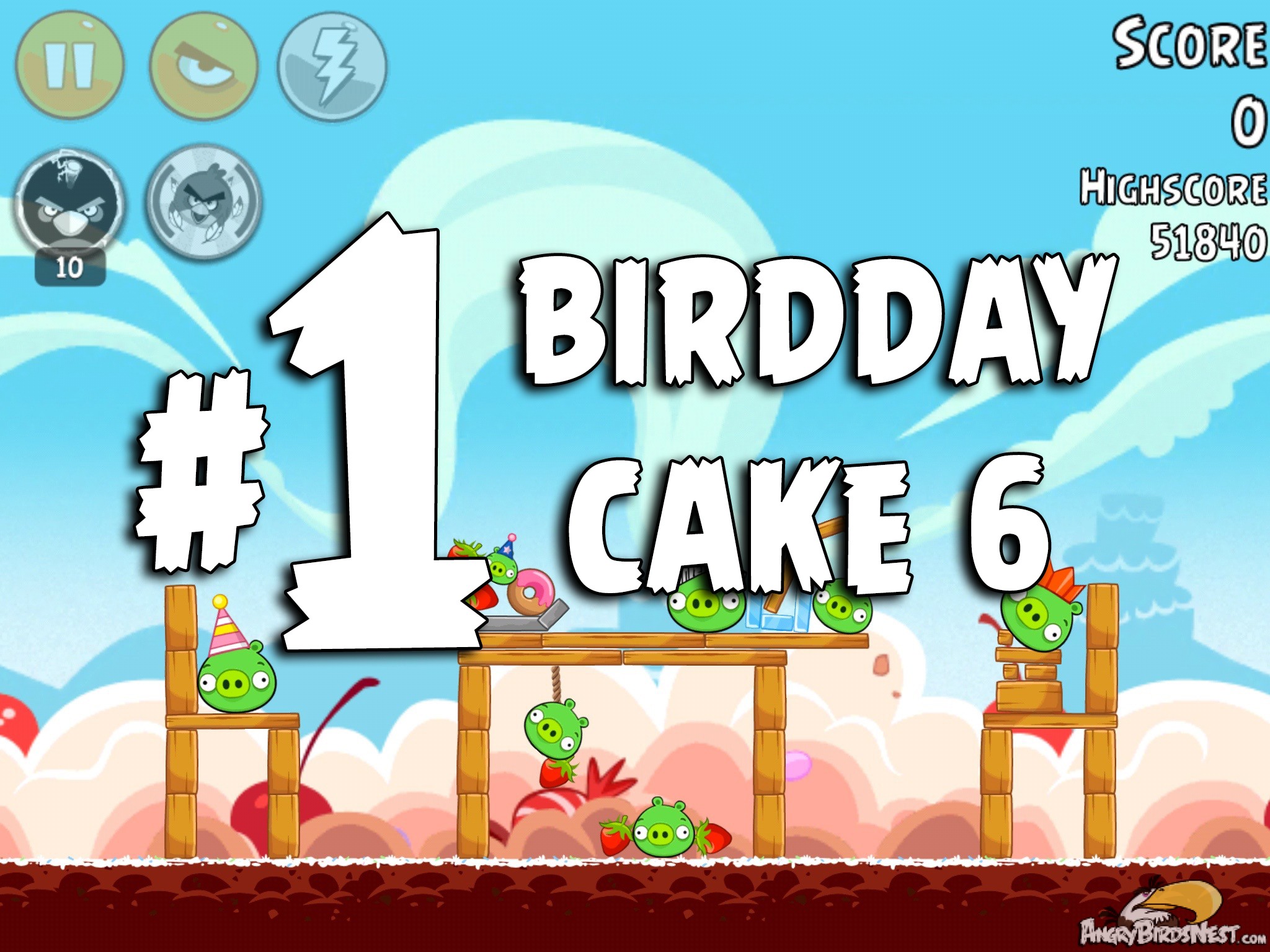 Angry Birds Classic Cake 6 Level 1 Labeled