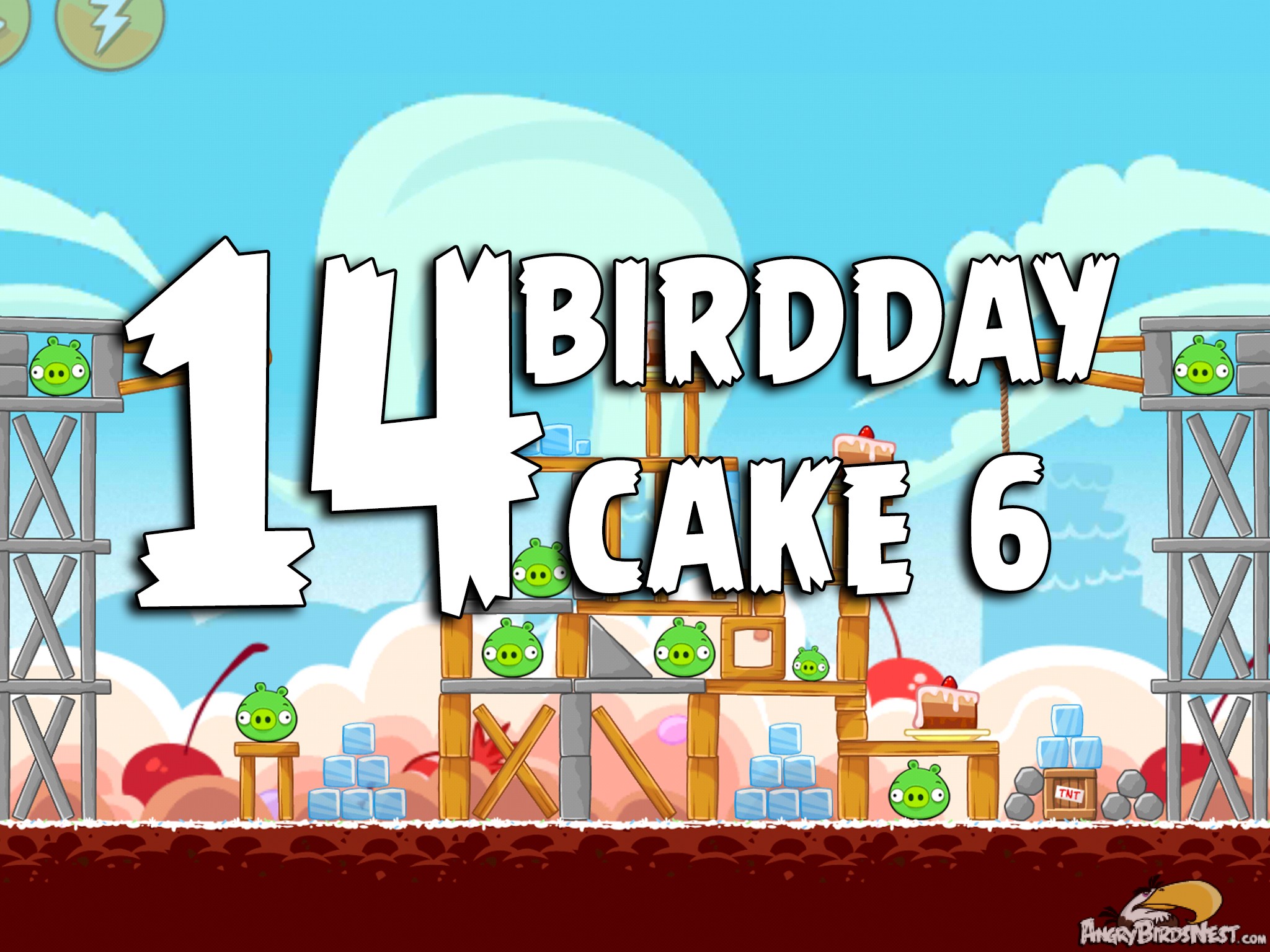 Angry Birds Classic Cake 6 Level 14 Labeled