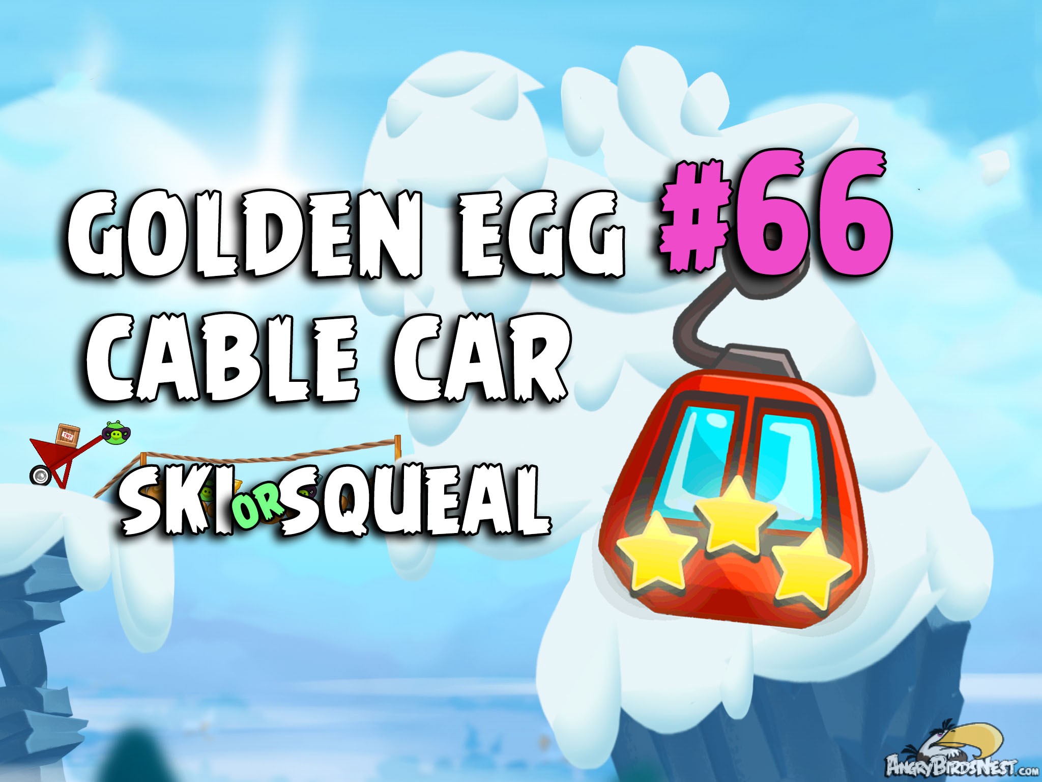 Angry Birds Seasons Ski or Squeal Golden Egg 66 Cable Car