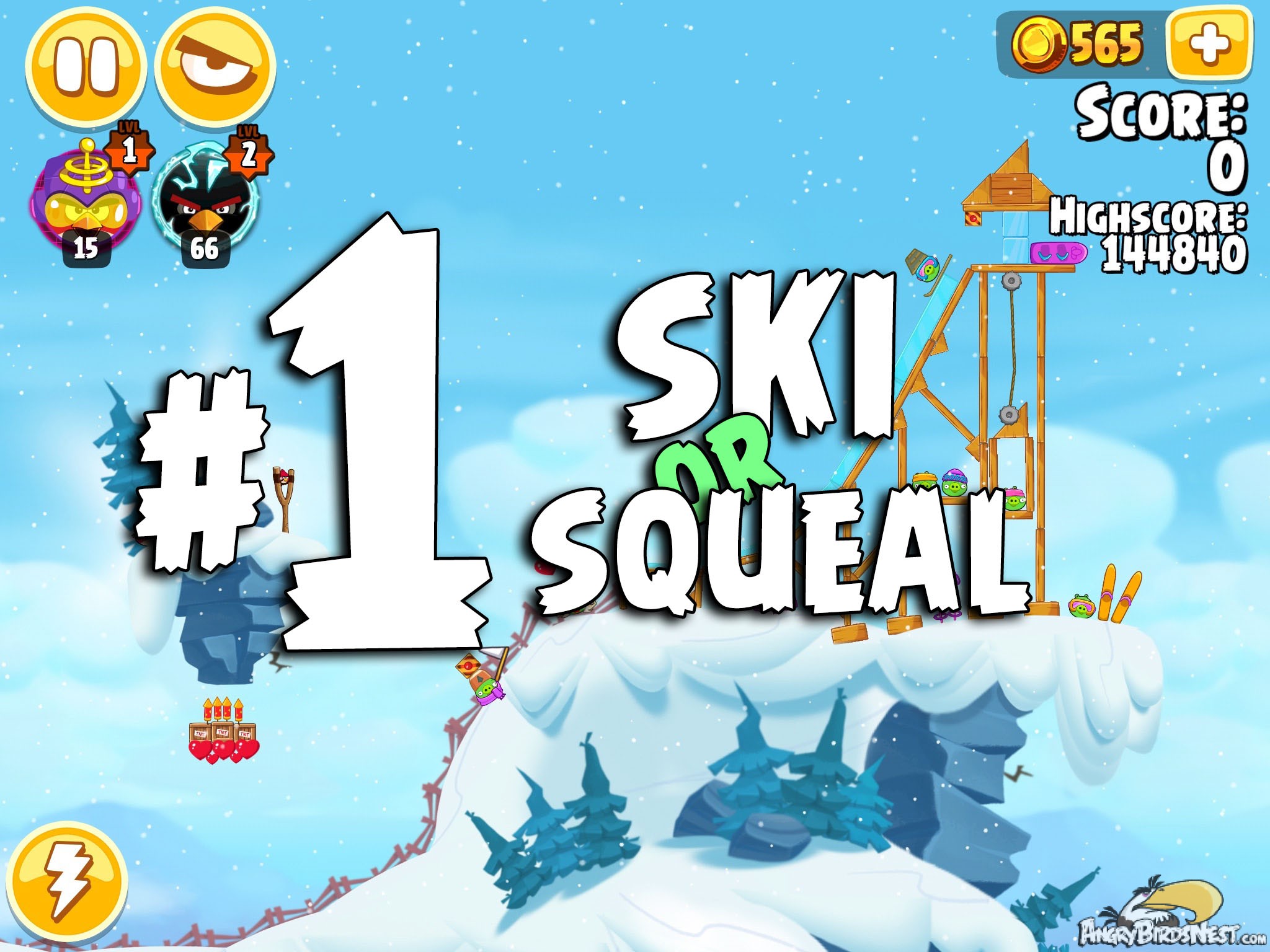 Angry Birds Seasons Ski or Squeal Level 1-1