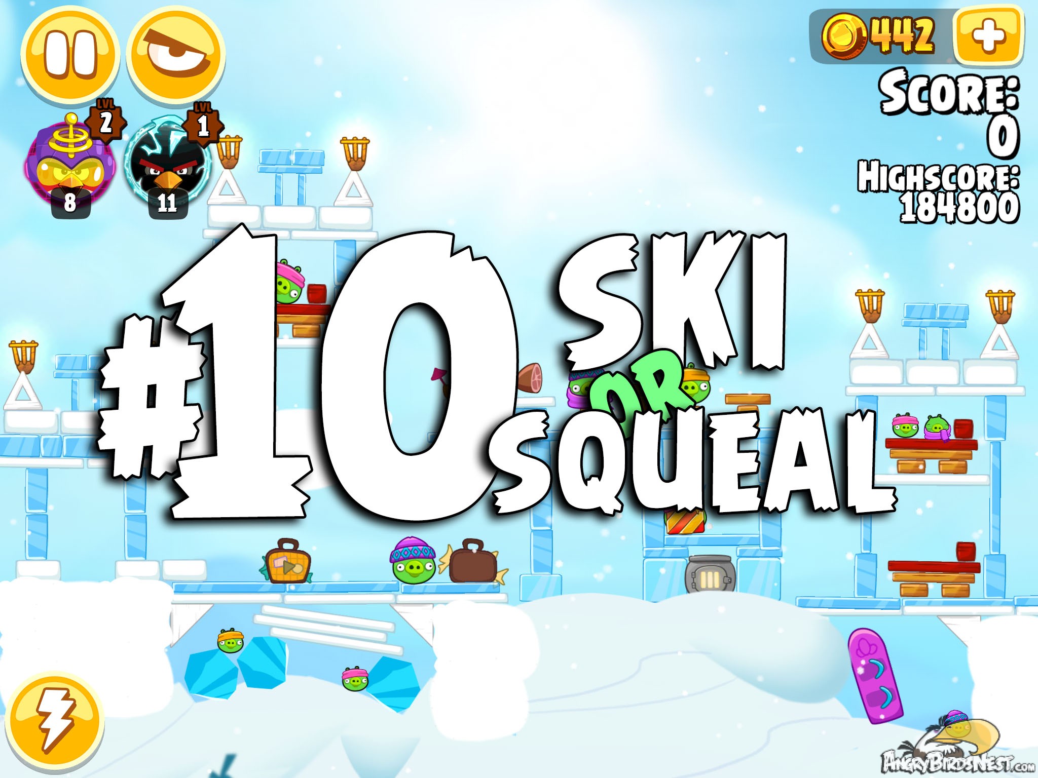 Angry Birds Seasons Ski or Squeal Level 1-10