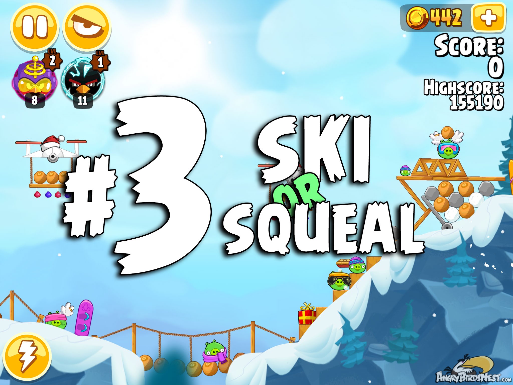 Angry Birds Seasons Ski or Squeal Level 1-3