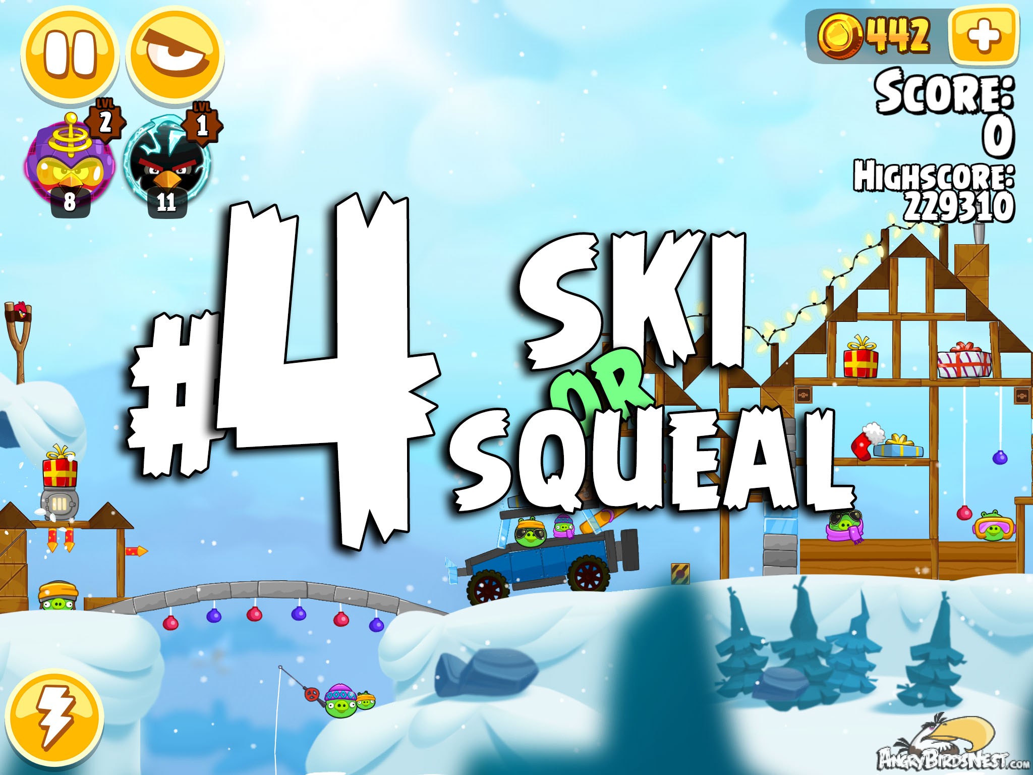 Angry Birds Seasons Ski or Squeal Level 1-4