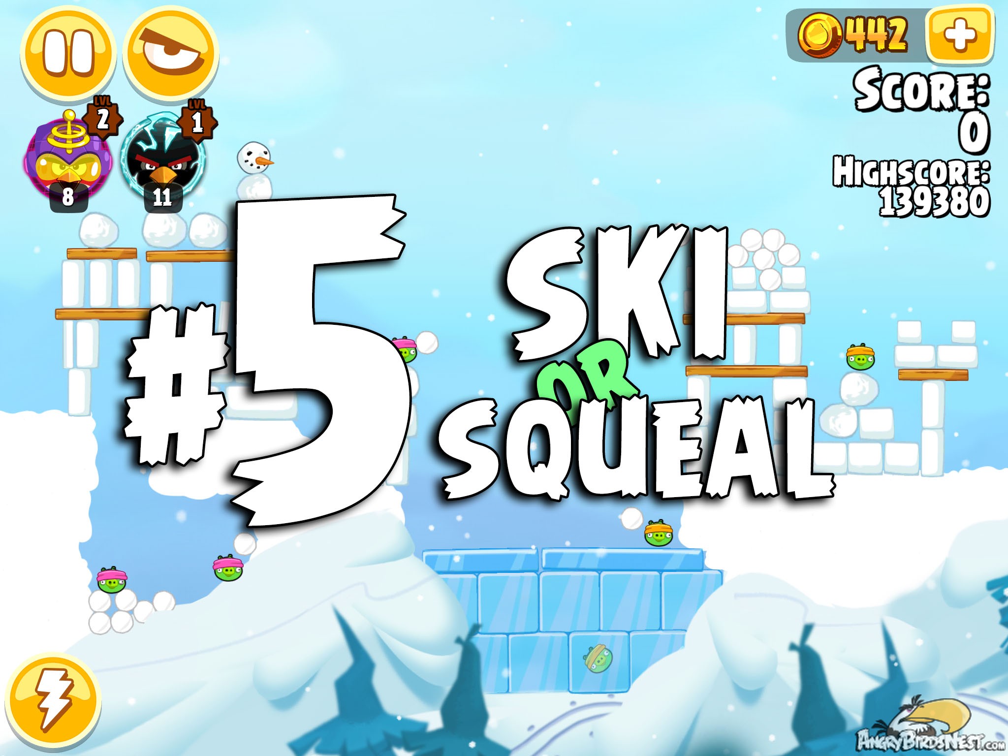 Angry Birds Seasons Ski or Squeal Level 1-5