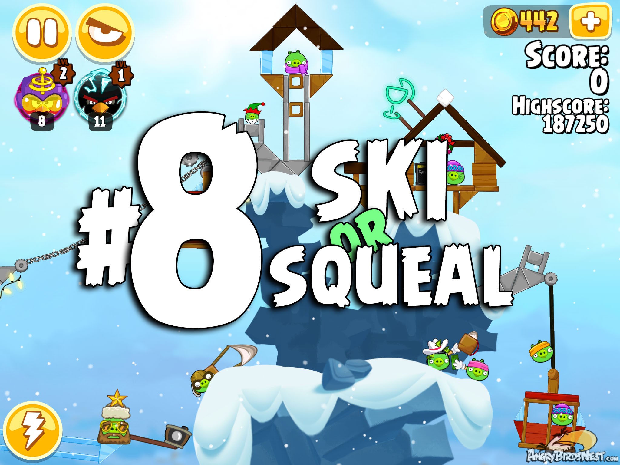 Angry Birds Seasons Ski or Squeal Level 1-8