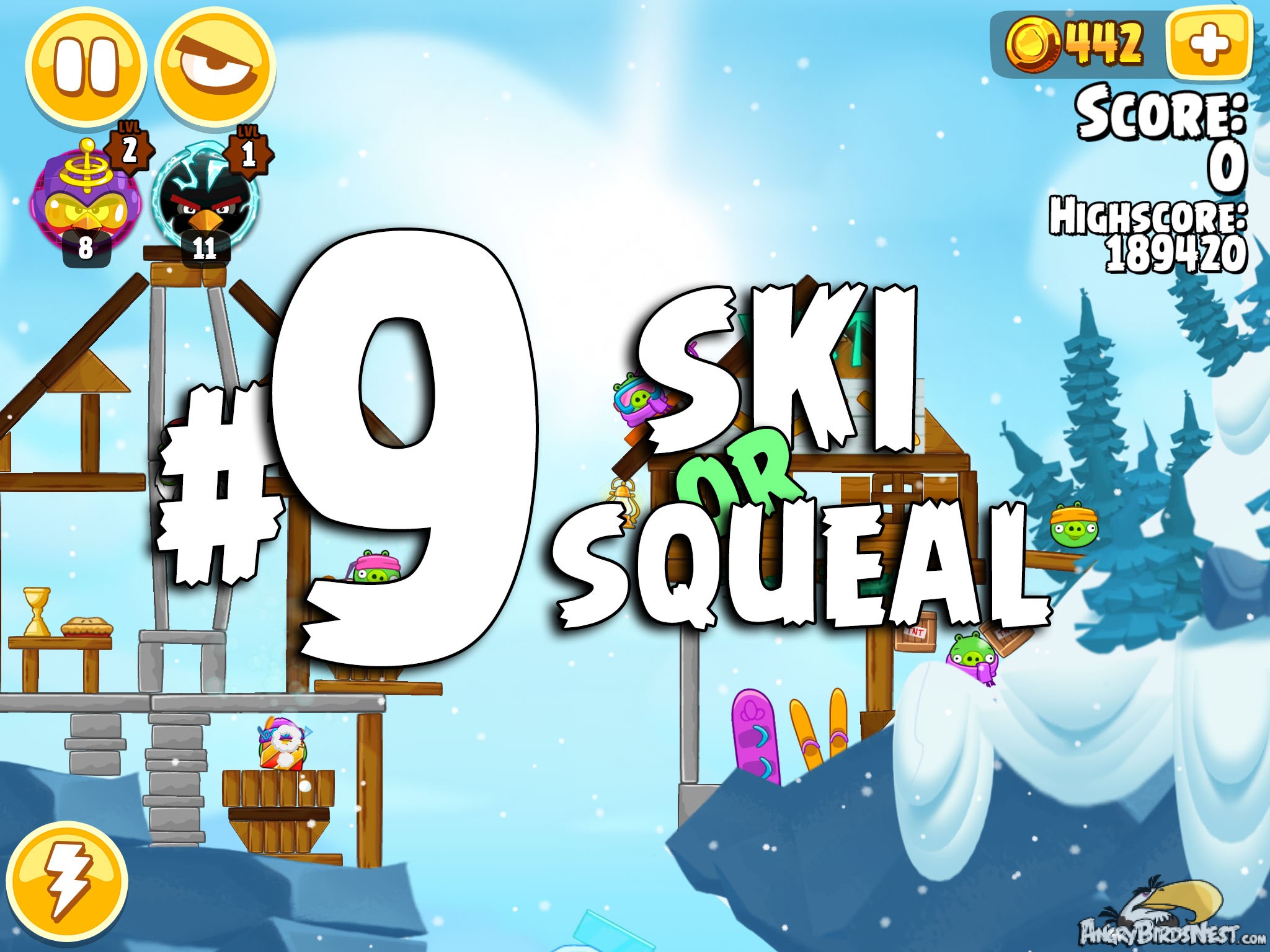 Angry Birds Seasons Ski or Squeal Level 1-9